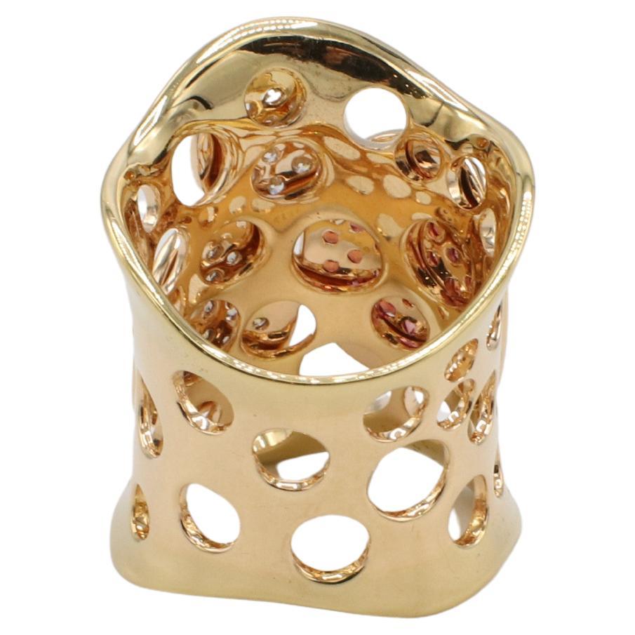 Andrew Sarosi 18K Gelbgold Naturdiamant & Spessartit Granat Band Ring (Rundschliff) im Angebot