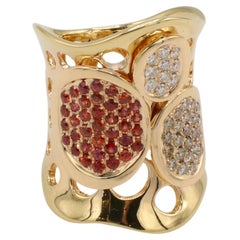 Andrews Bague en or jaune 18K avec diamant naturel et grenat spessartite