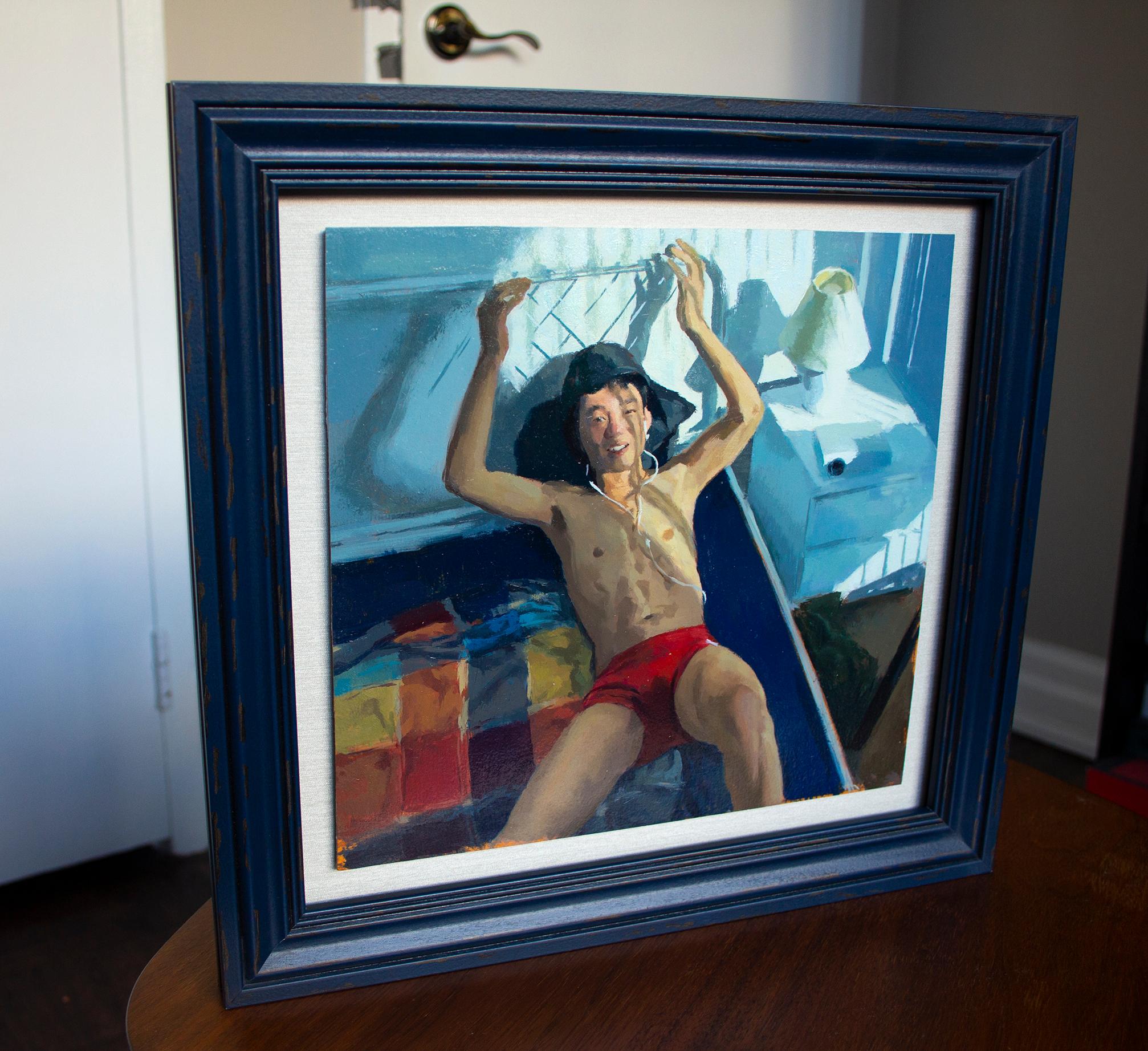 Franky with Projector - Contemporary Painting by Andrew Scheglov