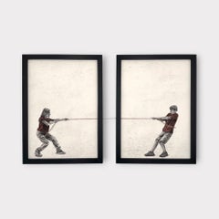 Diptyque Tug of War P.II, estampe contemporaine, signée, 44.5x33cm chaque
