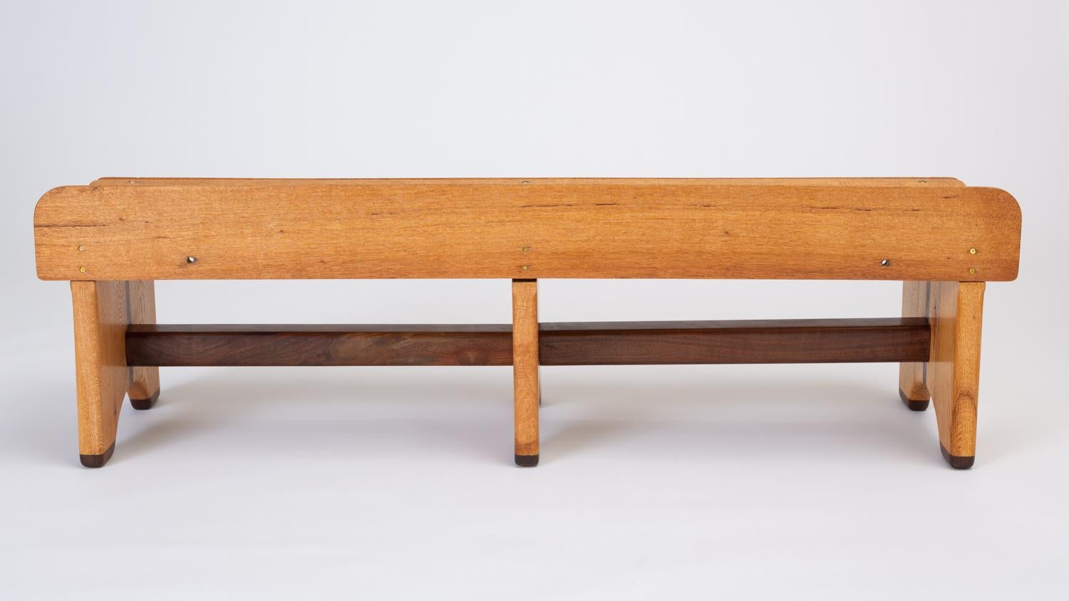 Andrew Stauss Studio Craft Bench in Oak and Walnut In Excellent Condition In Los Angeles, CA