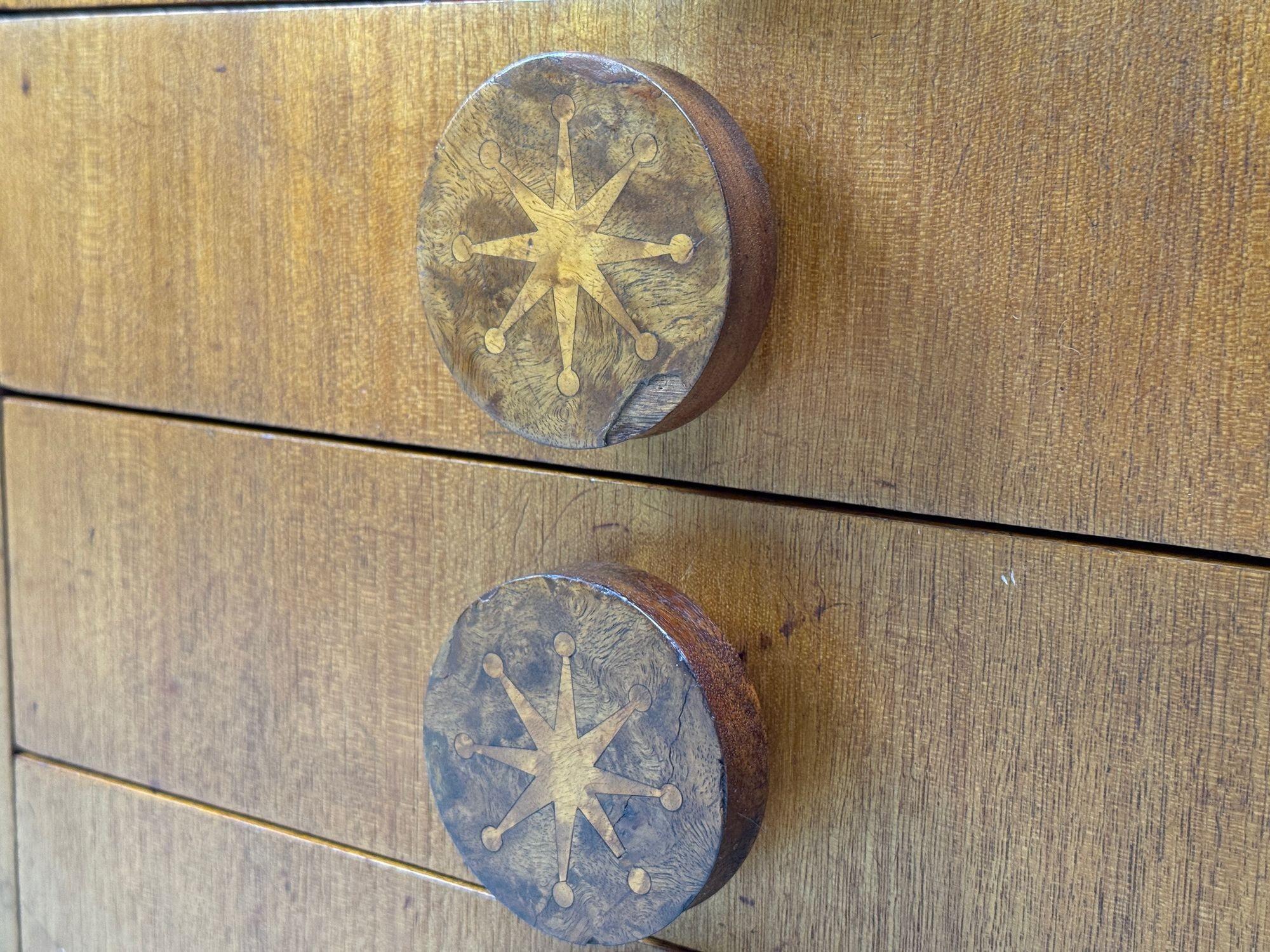 Andrew Szoeke, Satinholz, Eiche, Schreibtisch und Stuhl, USA, 1950er Jahre im Angebot 11