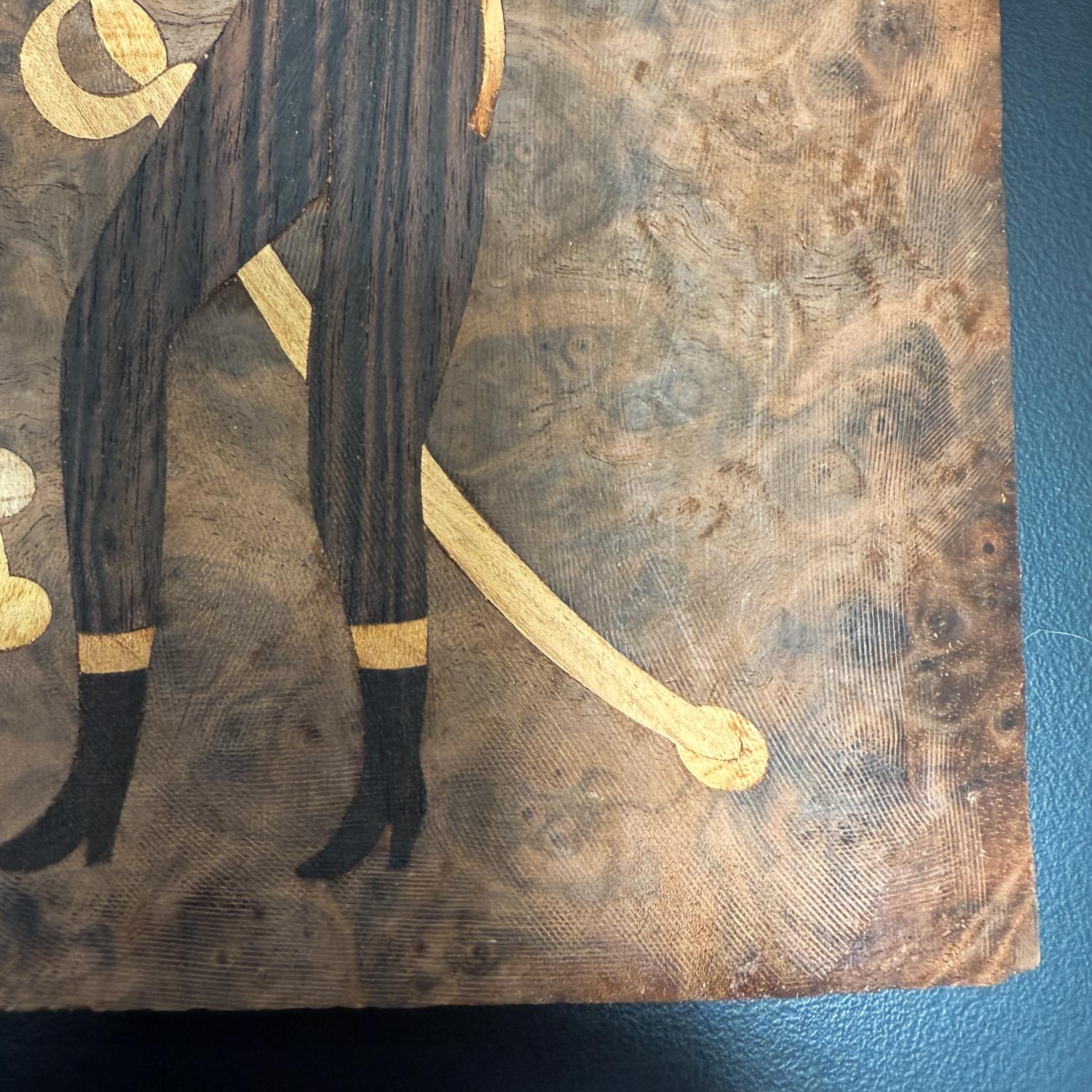 Andrew Szoeke Veneer Marquetry Couples Dancing Mid Century Modern In Good Condition For Sale In Chula Vista, CA