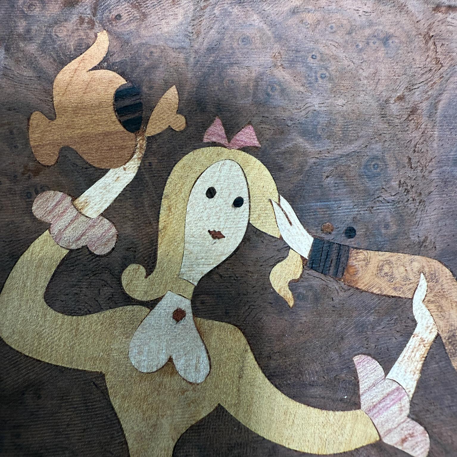 Andrew Szoeke Veneer Marquetry Couples Dancing Mid Century Modern For Sale 2