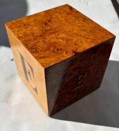 Andrew Szoeke wood paperweight cube sculpture " E"
