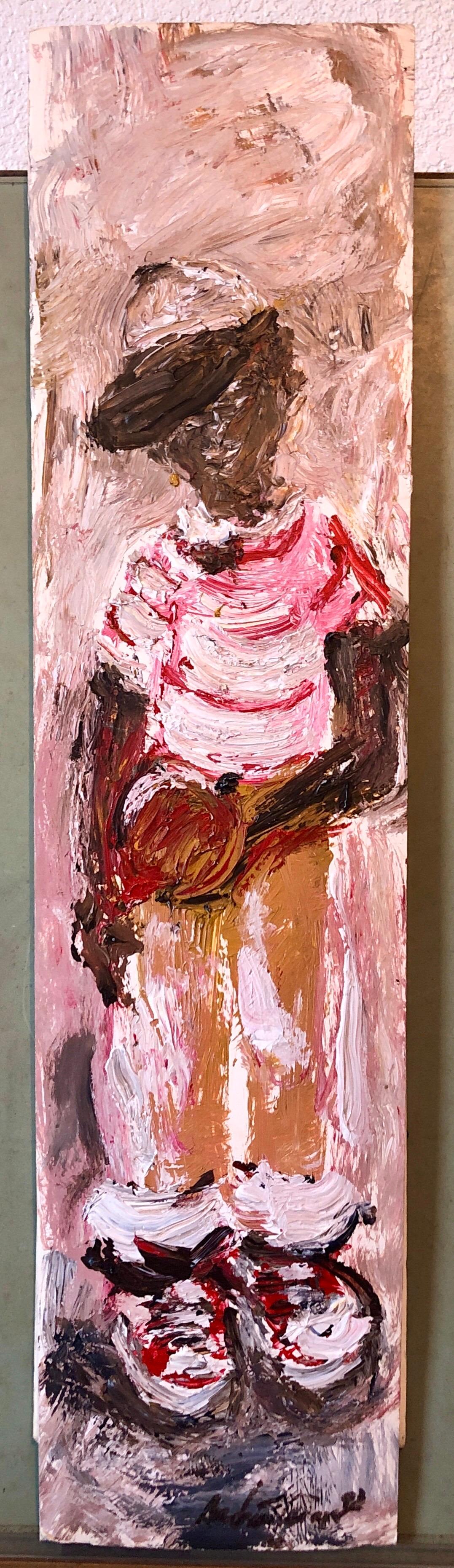  Boy with Ball
There is a companion piece Girl with Rope (Jump Rope) that I am also listing.
Genre: Realism
Subject: People
Medium: Oil
Surface: white cardboard
Country: United States
Dimensions: 31 X 8 

Andrew Turner was born in 1944 in Chester,