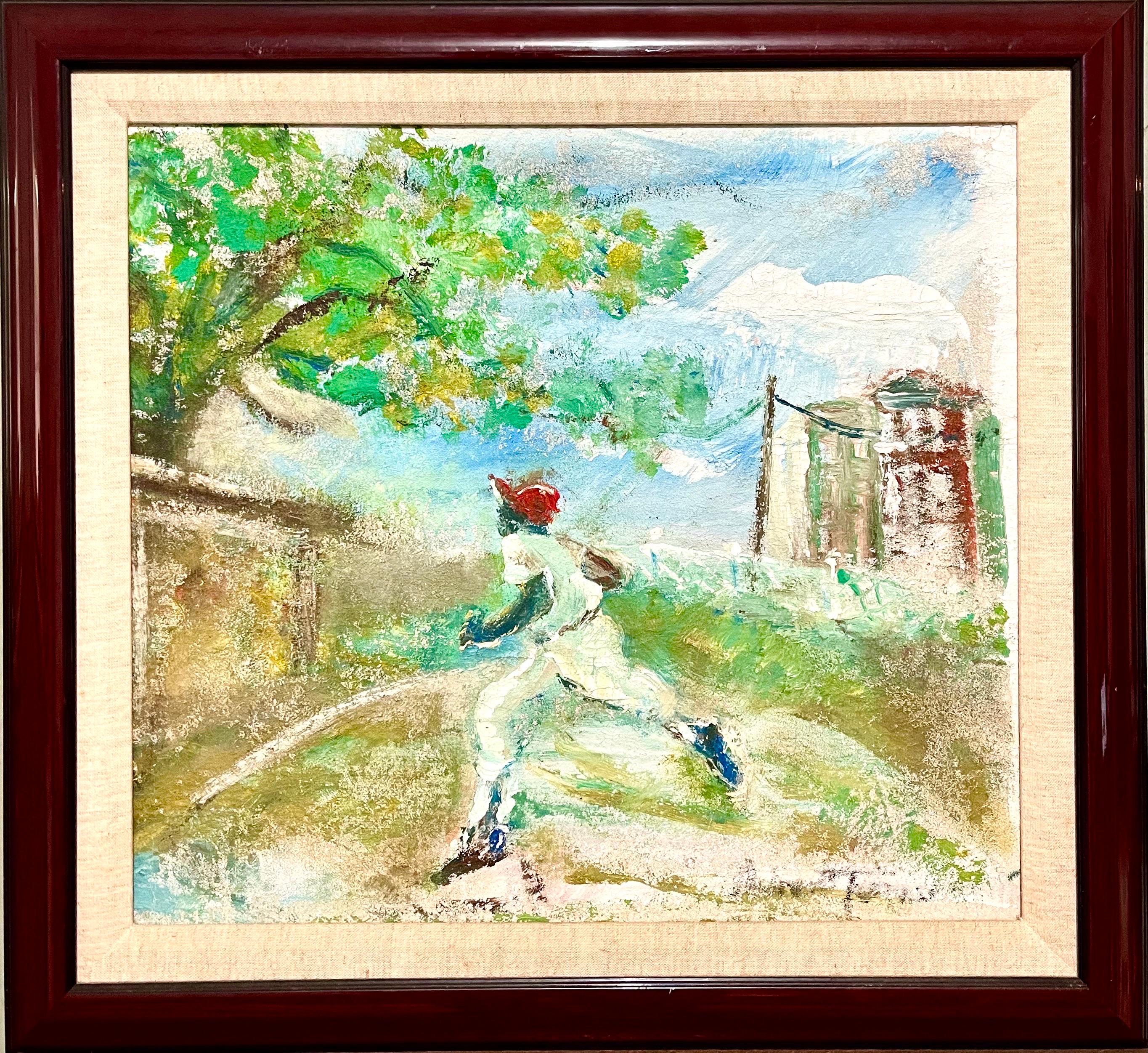 African American Realist Oil Painting Baseball Outsider Folk Art Andrew Turner For Sale 5