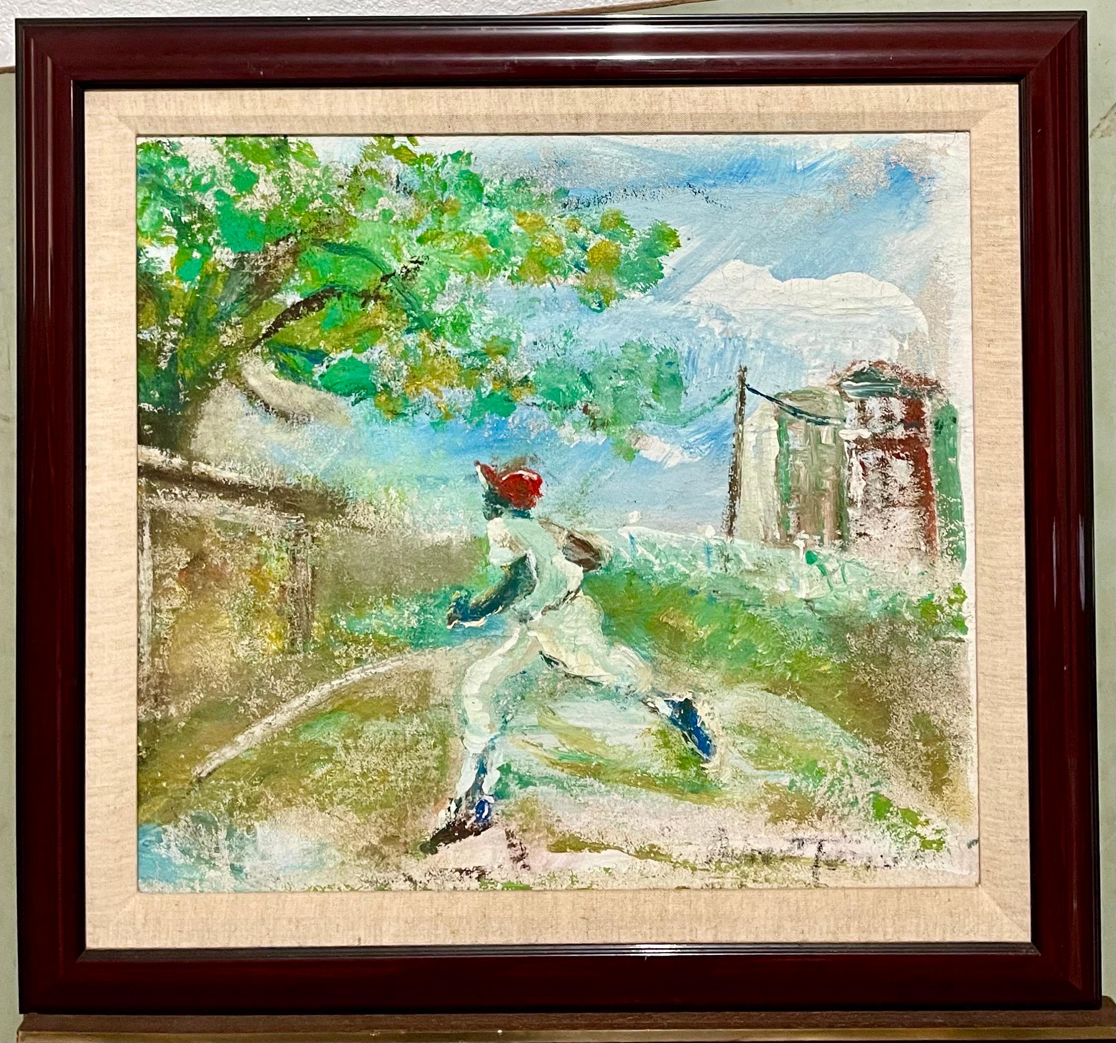 African American Realist Oil Painting Baseball Outsider Folk Art Andrew Turner