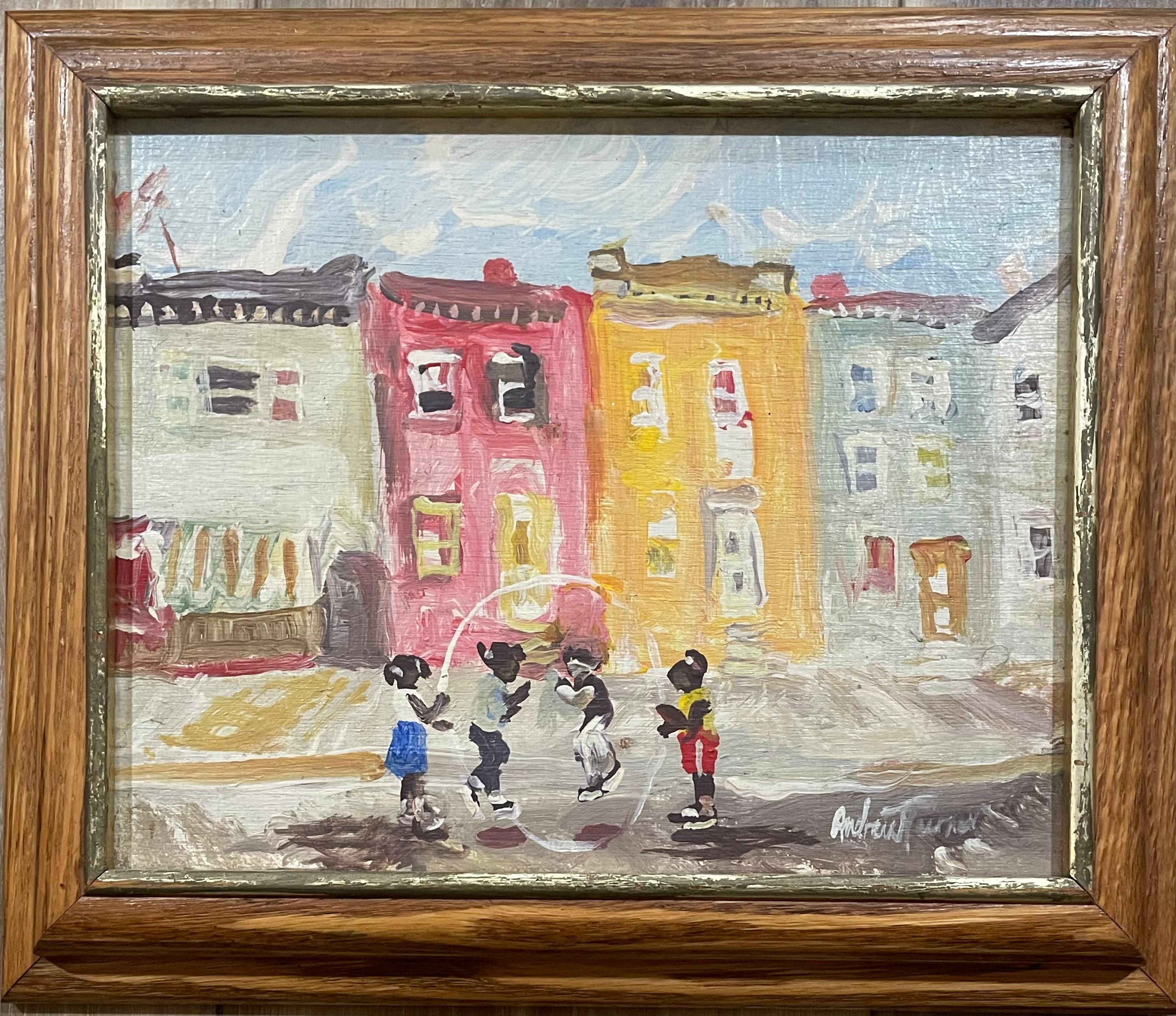 "Bambini che saltano la corda" - Painting di Andrew Turner