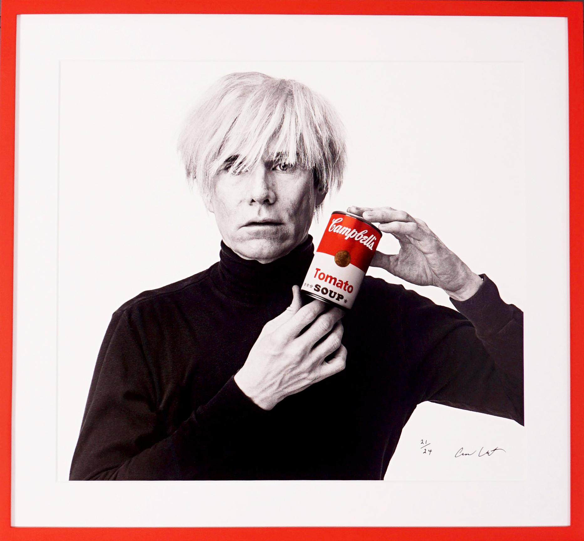 The �‘Andy Warhol with Campbell’s Soup Can’ was shot in 1985 by photographer Andrew Unangst. This spectacular image of Warhol is one of the very last taken  and part of an exclusive edition of prints released in 2017 as the photos had been in