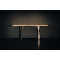 Andrew Unique Console Table in Travertine Stone & Brass by Alex Turco