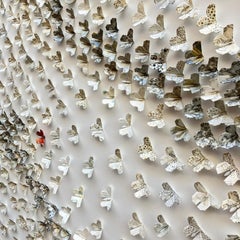 Compression Waves 48" x 48" origami, Japanese paper on board with acrylic case