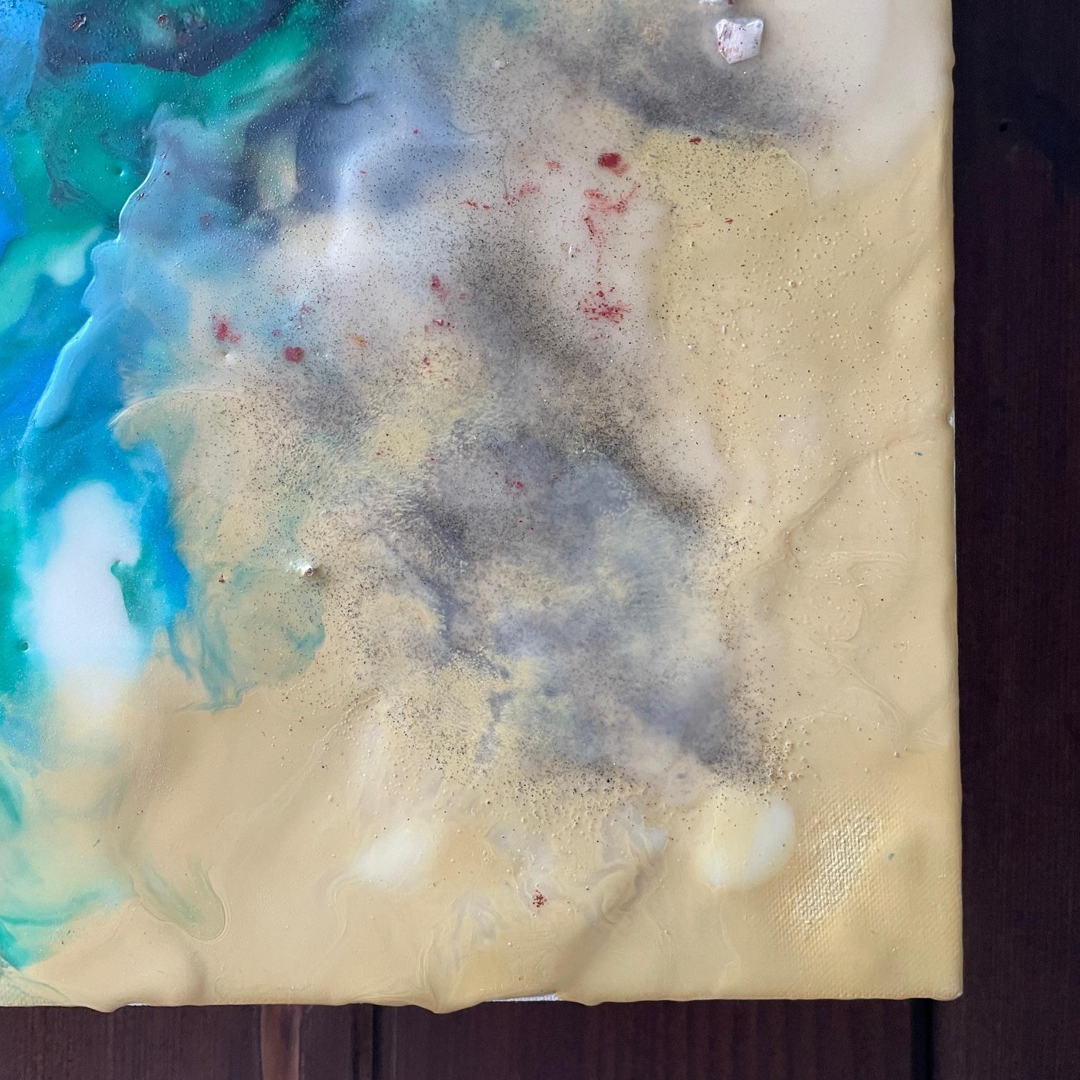 Andrew Wapinski Meeresfragment #7 Enkaustik Mixed Media Abstrakte Expression Canvas (amerikanisch) im Angebot