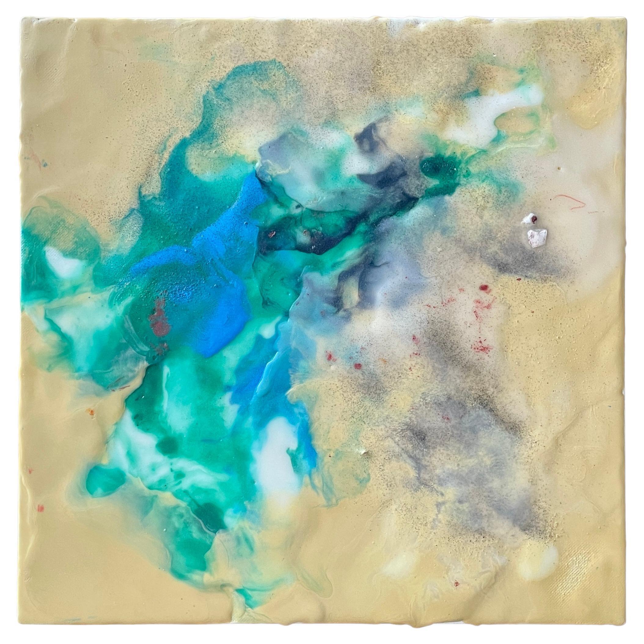 Andrew Wapinski Sea Fragment #7 Encaustic Mixed Media Abstract Expression Canvas