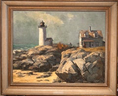 Easterly Wind, Annisquam Light 1939, Coastal Seascape Scene, Lighthouse
