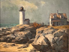 Vent d'est, Annisquam Light 1939, Scène marine côtière, Phare