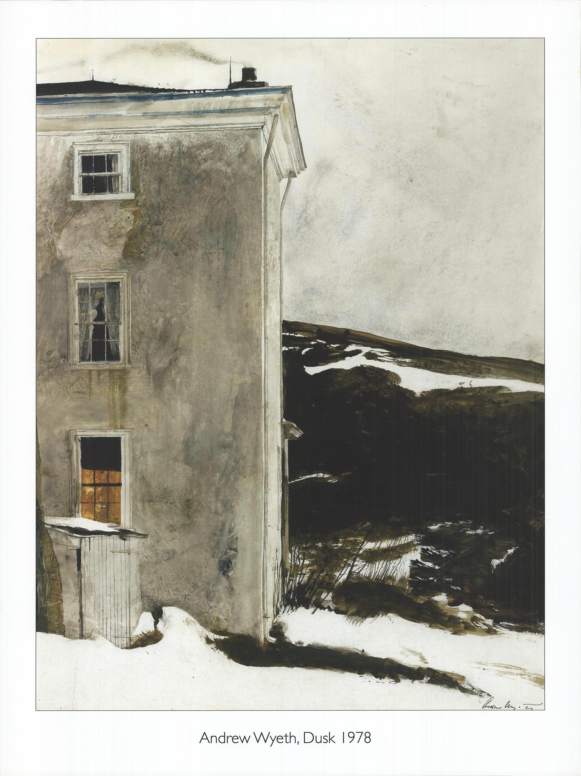 ANDREW WYETH Dusk 31.75" x 23.75" Offset Lithograph Contemporary Black & White - Print by Andrew Wyeth