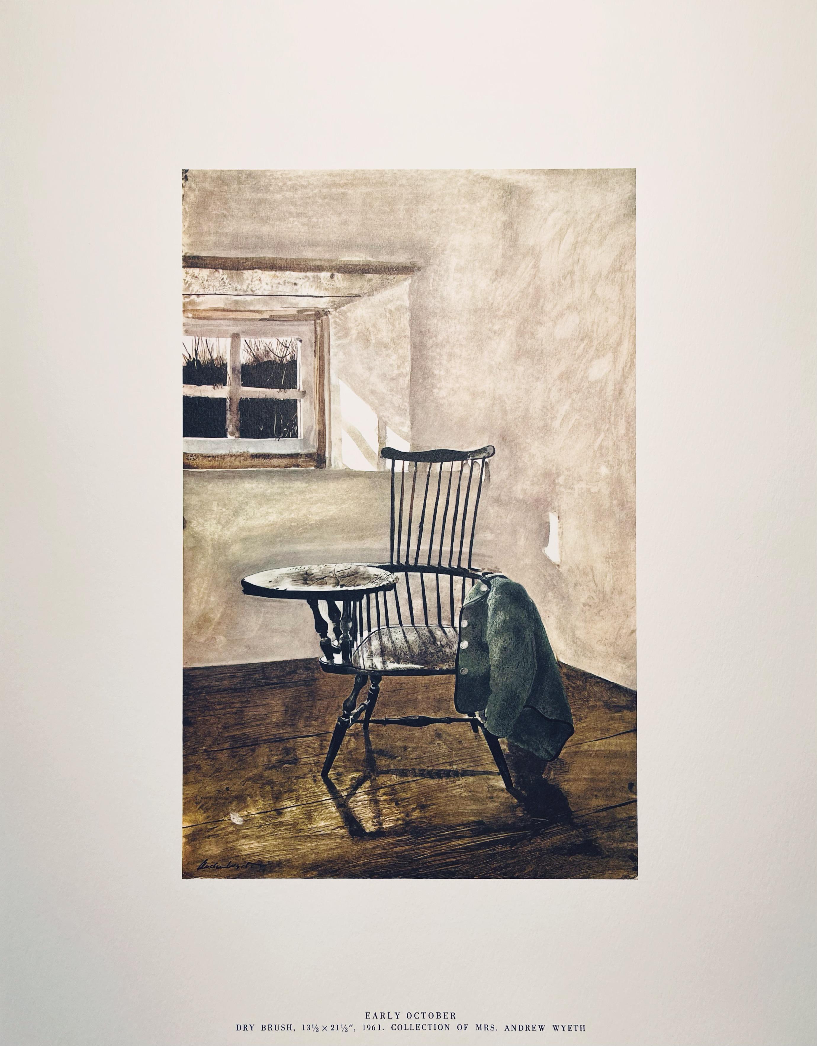 Farblithographie auf Velinpapier. Papierformat: 17 x 13 Zoll. Beschriftung: In der Platte signiert und nicht nummeriert, wie ausgegeben. Anmerkungen: Aus dem Folio Die vier Jahreszeiten, Gemälde und Zeichnungen von Andrew Wyeth, 1962. Herausgegeben