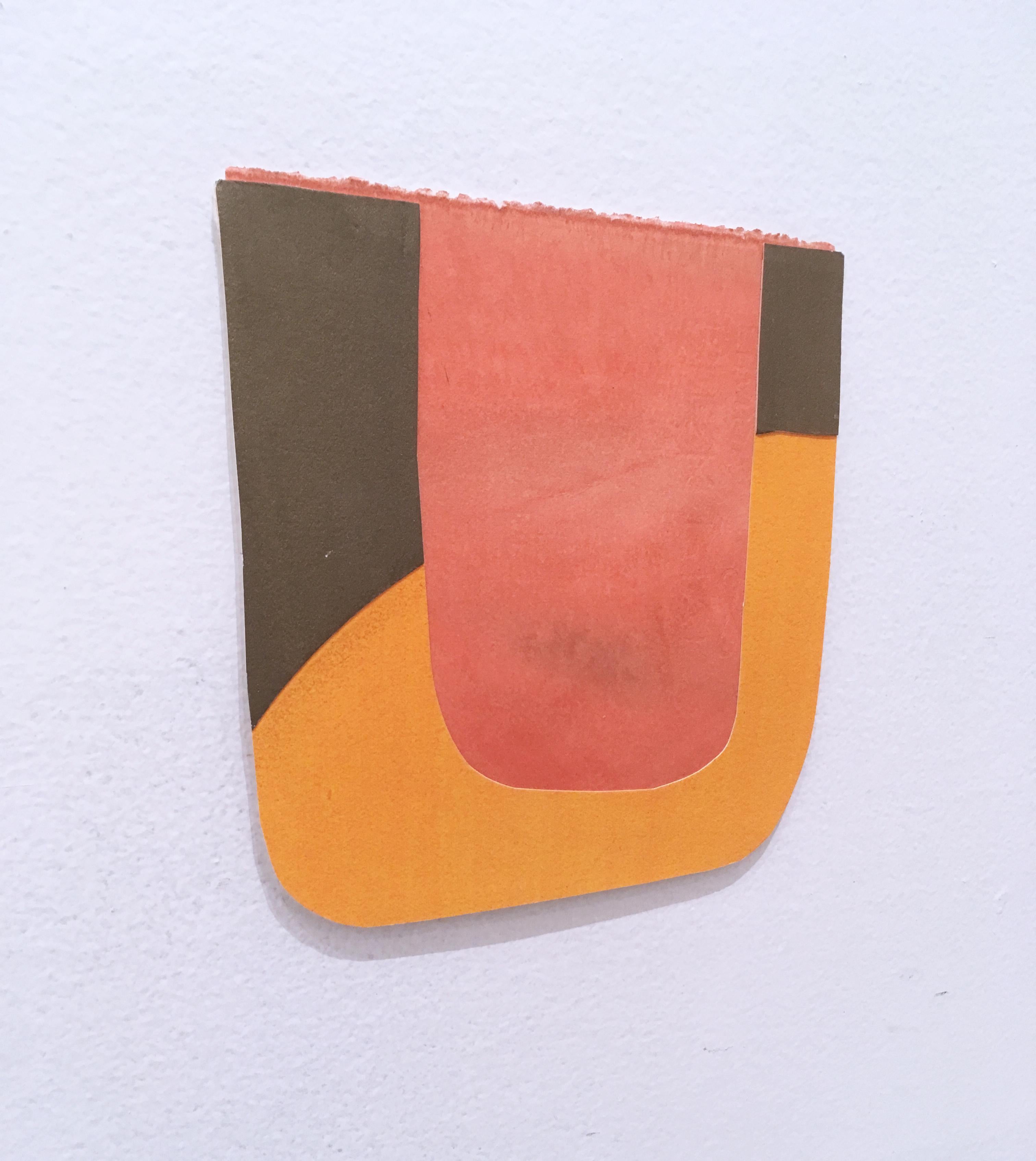 Scaled to Size 13, 2018, collage, acrylic on paper, brown, pink, orange - Contemporary Mixed Media Art by Andrew Zimmerman