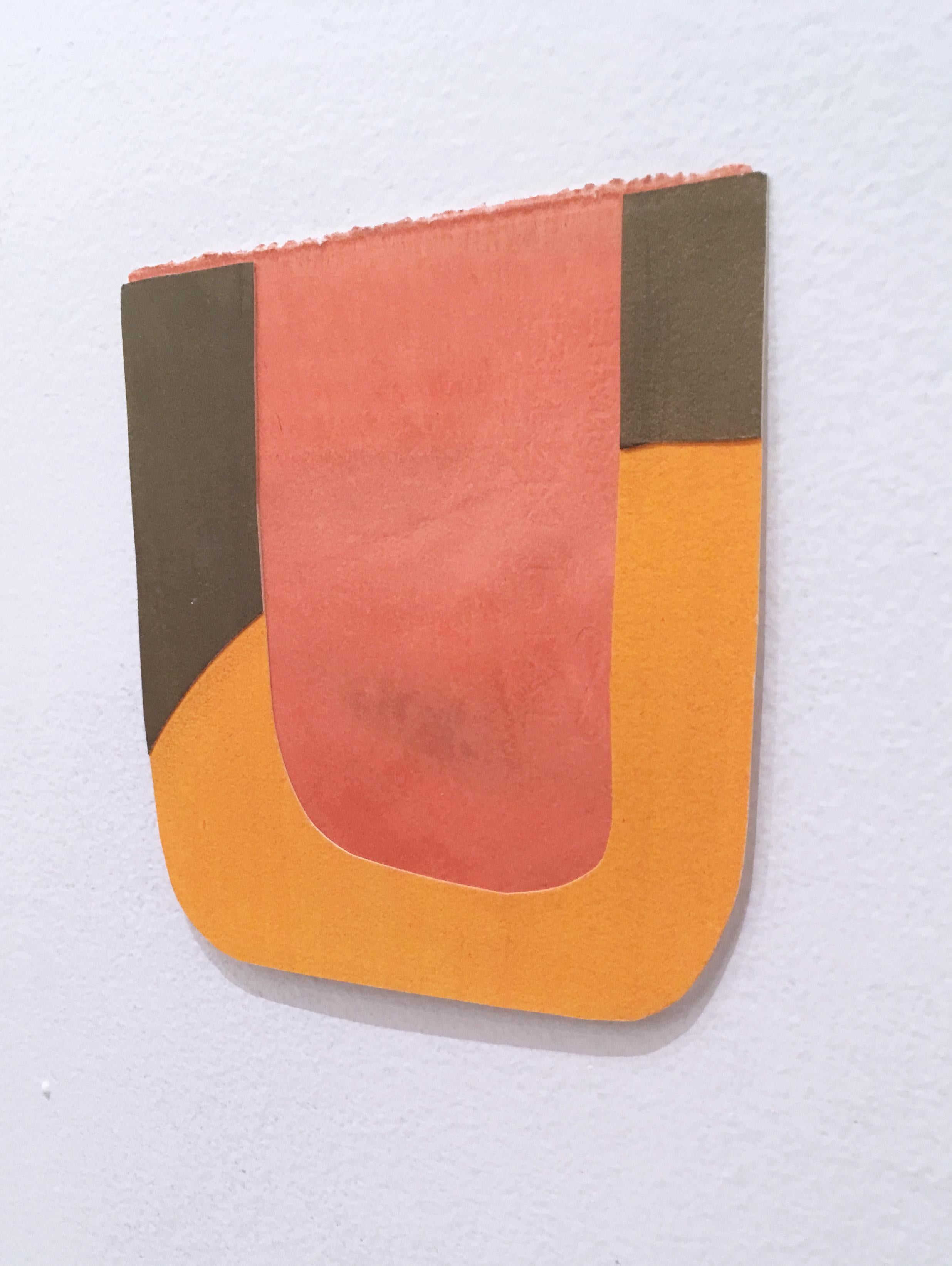 Scaled to Size 13, 2018, collage, acrylic on paper, brown, pink, orange 1