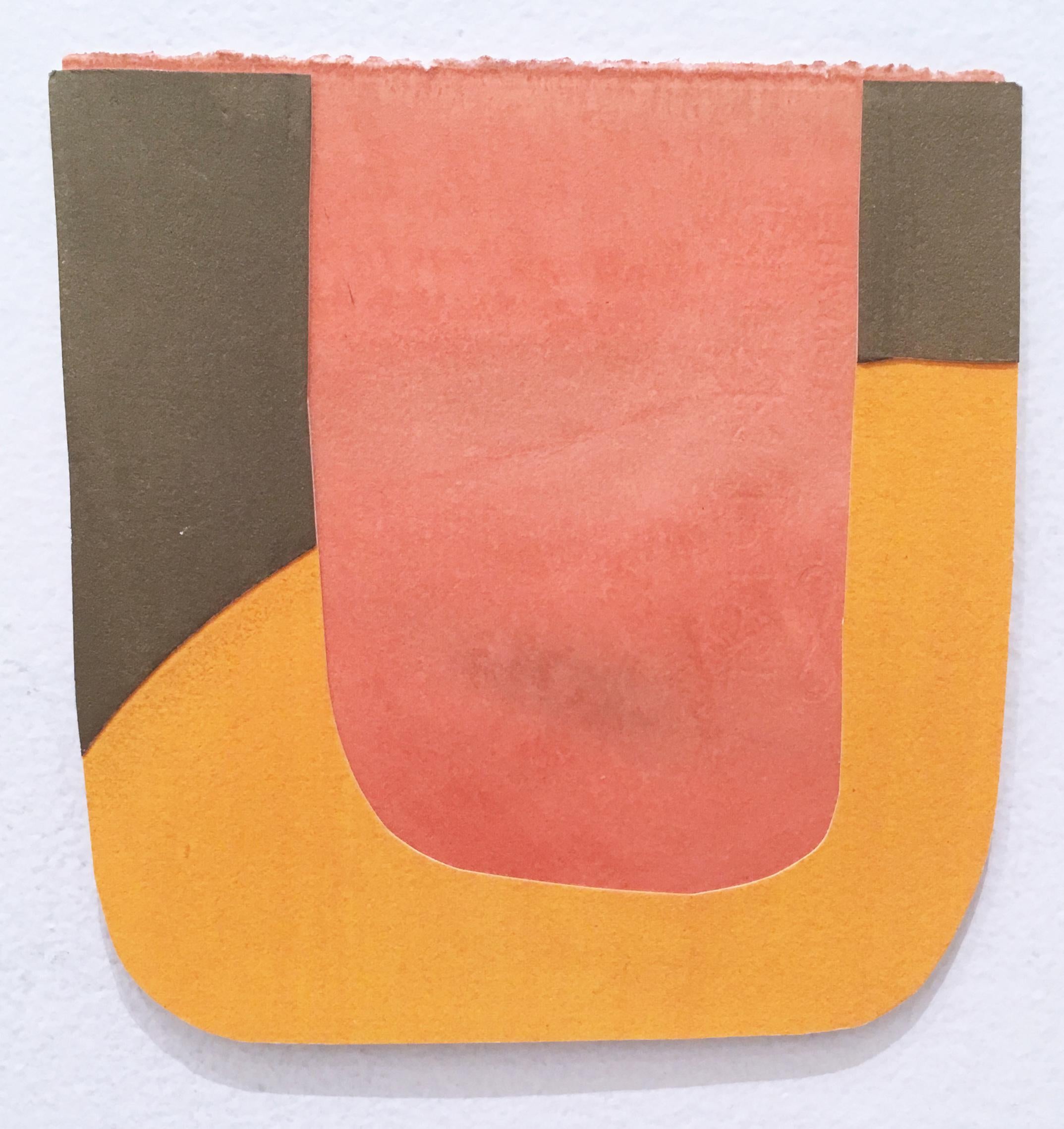 Scaled to Size 13, 2018, collage, acrylic on paper, brown, pink, orange 2