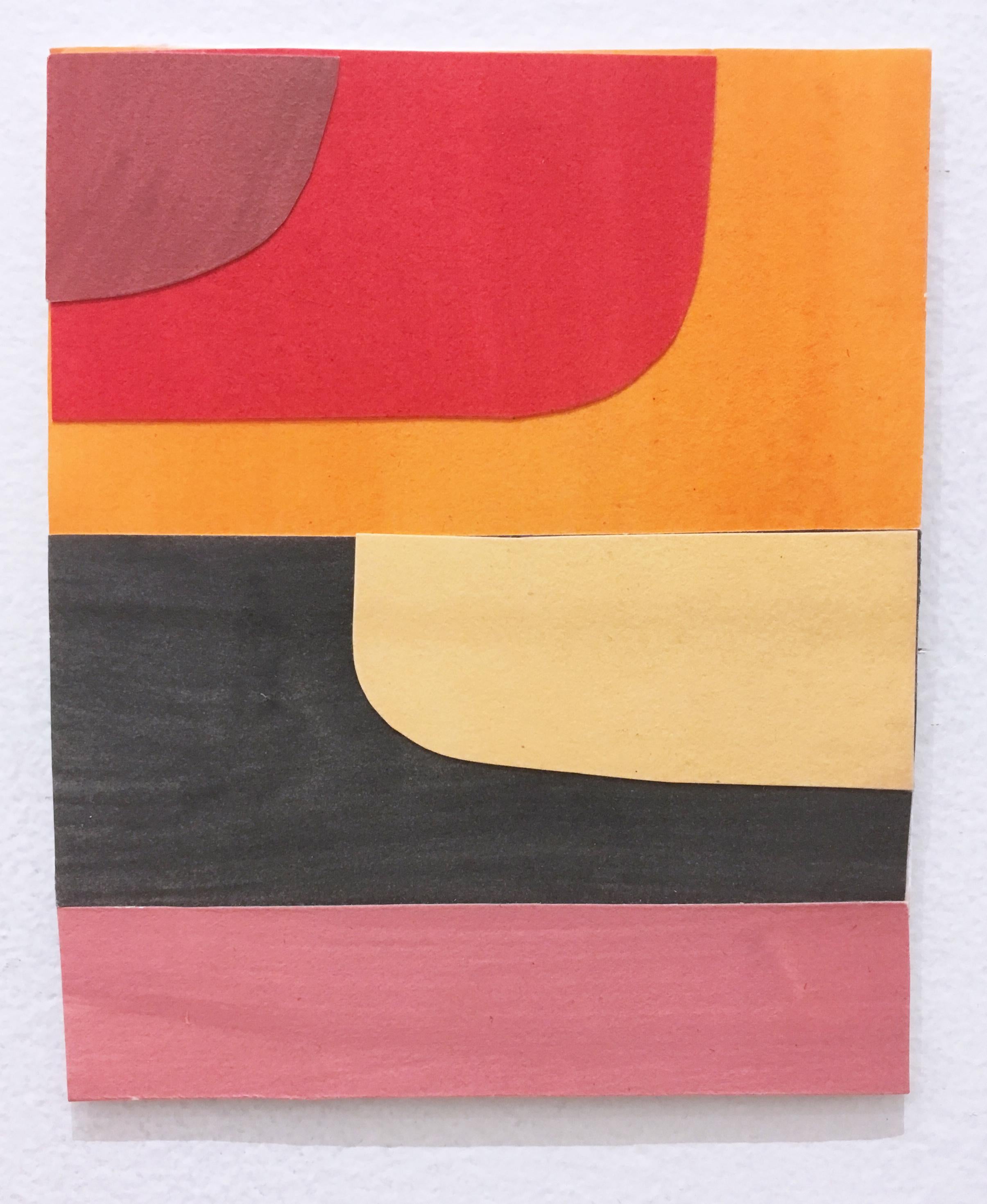 Scaled to Size 15, 2018, collage, acrylic on paper, red, pink, brown, yellow 2