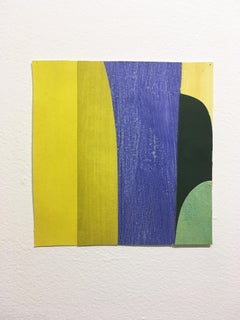 Scaled to Size 3, 2018, collage, acrylic on paper, green, purple, yellow