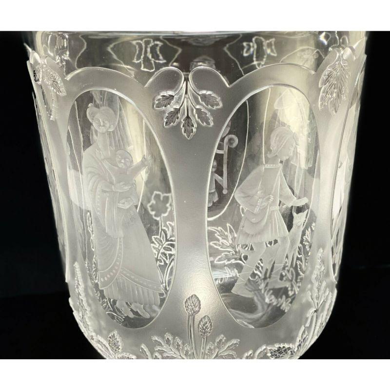 Andrews for Webb Corbett Engraved Glass Footed Vase, 1976 In Good Condition For Sale In Gardena, CA