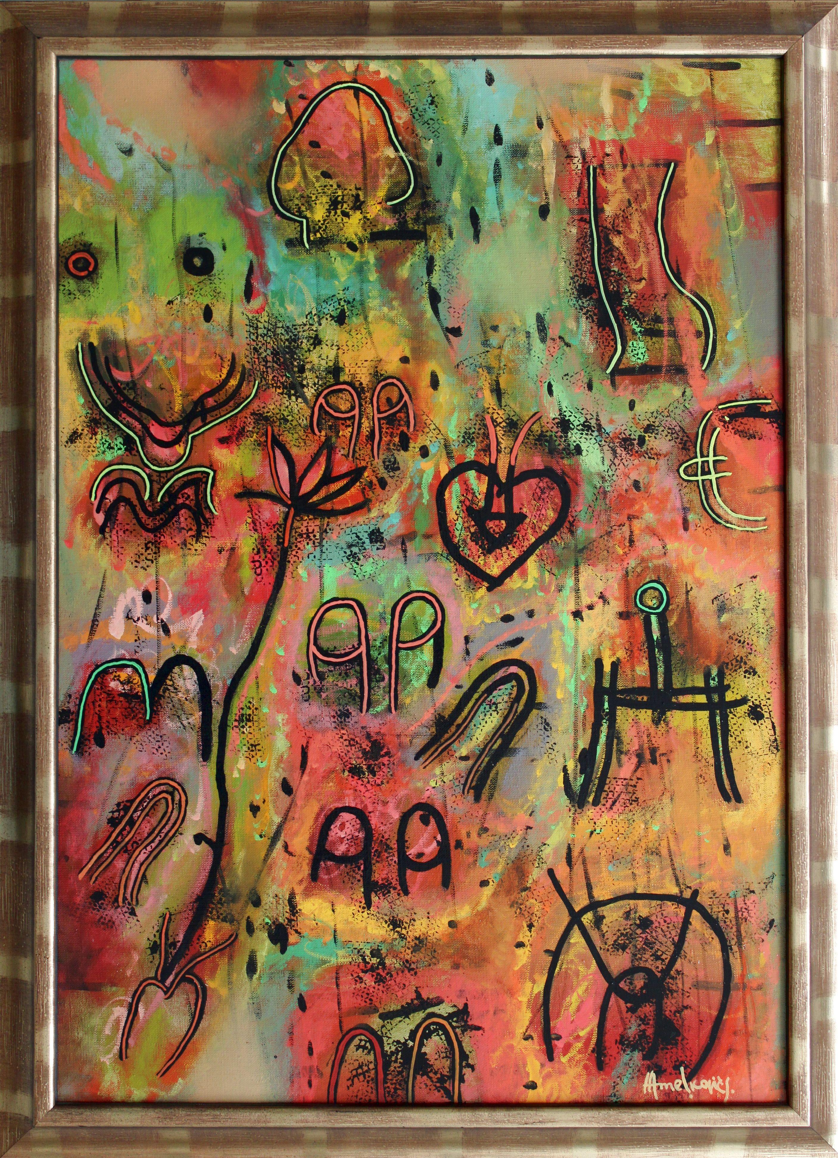 Scuola elementare. 2000, tela, tecnica mista, 70x49 cm in vendita 4