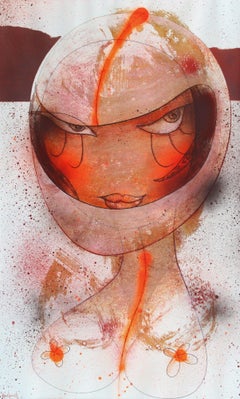 Motorcyclist. 2005, paper, mixed media, 83x50.5 cm