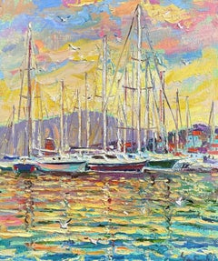 Evening. Yachts, Painting, Oil on Canvas
