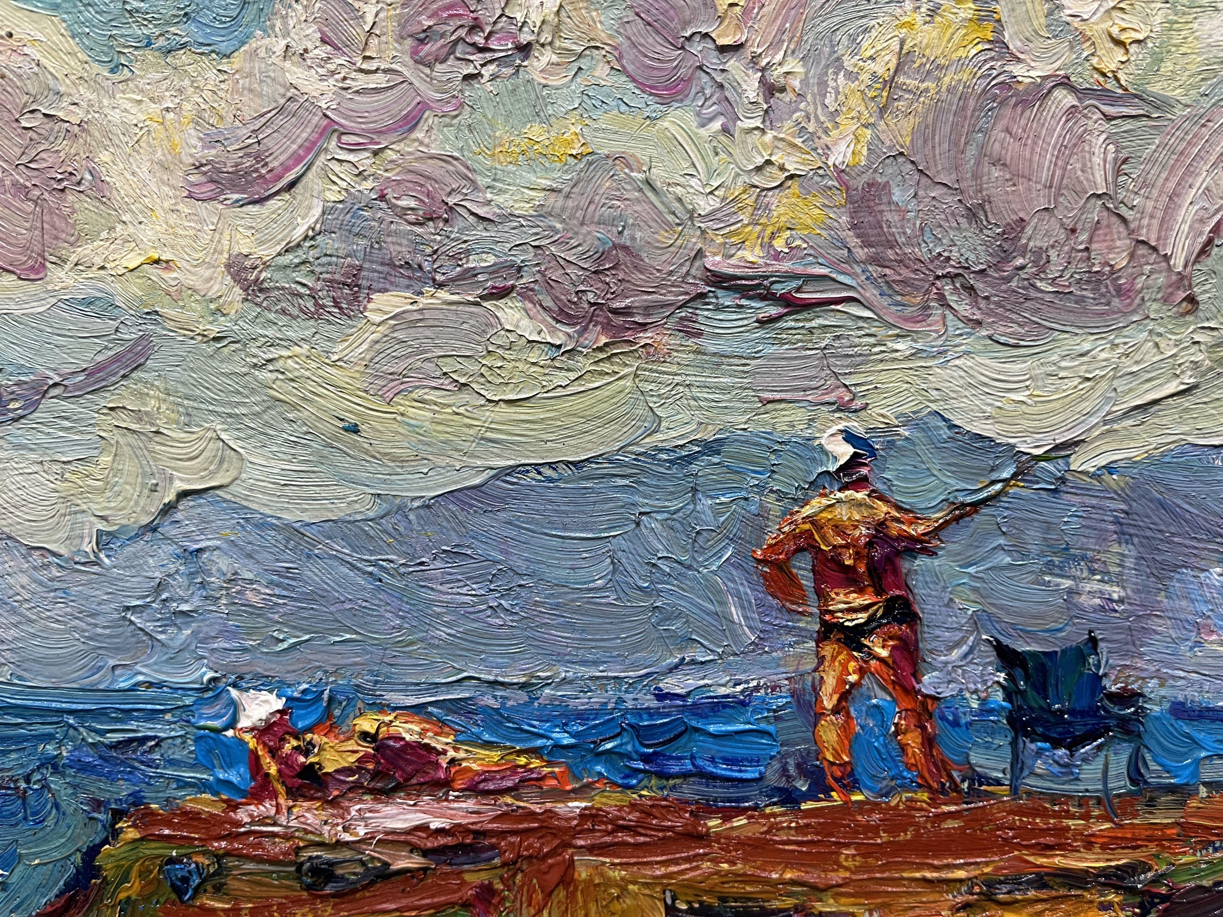 Pescatore Seryoga, Pittura, Olio su tela - Painting Impressionismo di Andrey Chebotaru