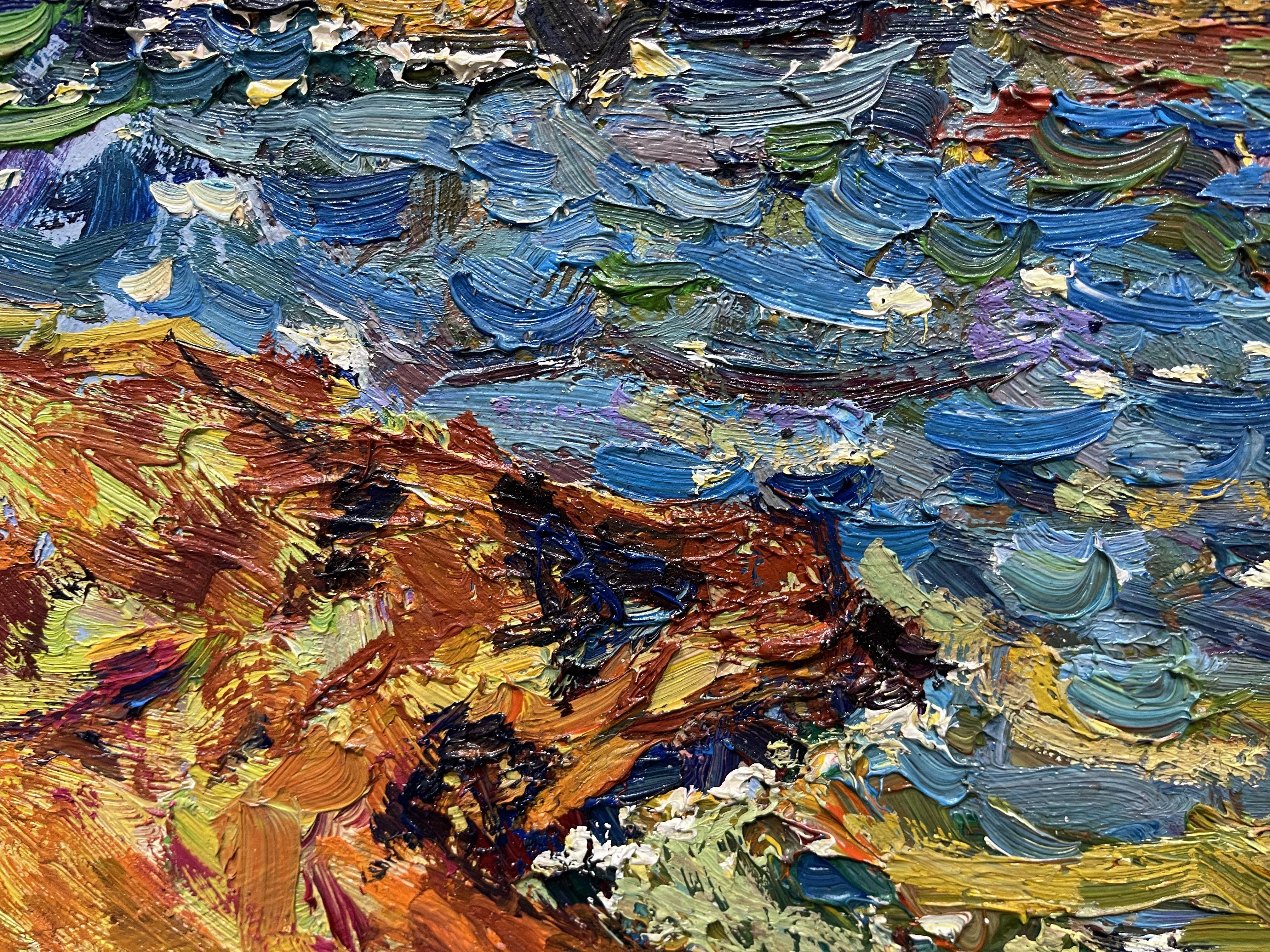 Quest'opera d'arte (Fisherman Seryoga) è una tela colorata e luminosa unica nel suo genere. Faccio colori molto vivaci. Ho dipinto nello stile libero degli impressionisti.    Dipinto con colori a olio di alta qualità su tela artistica tesa, questo