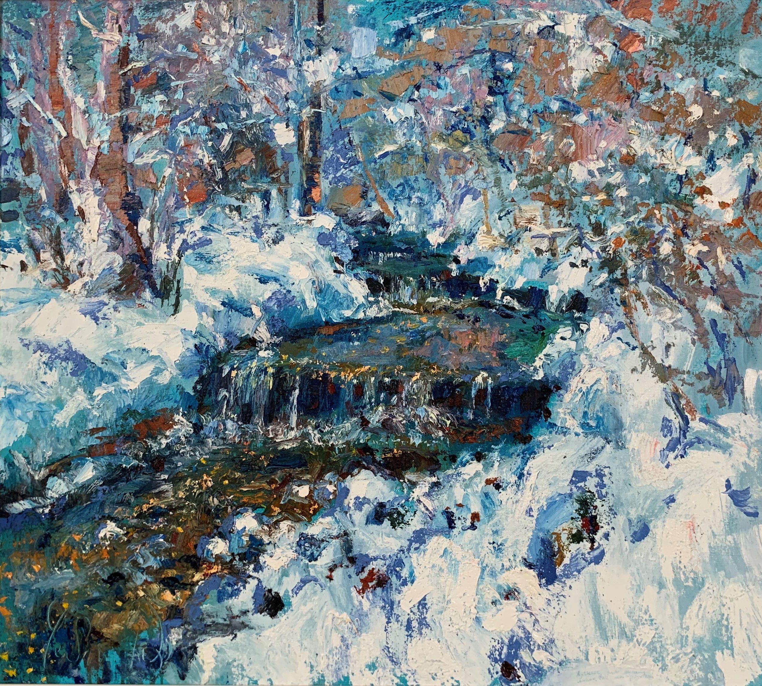 Andrey Chebotaru Landscape Painting - Frozen river, Painting, Oil on Canvas