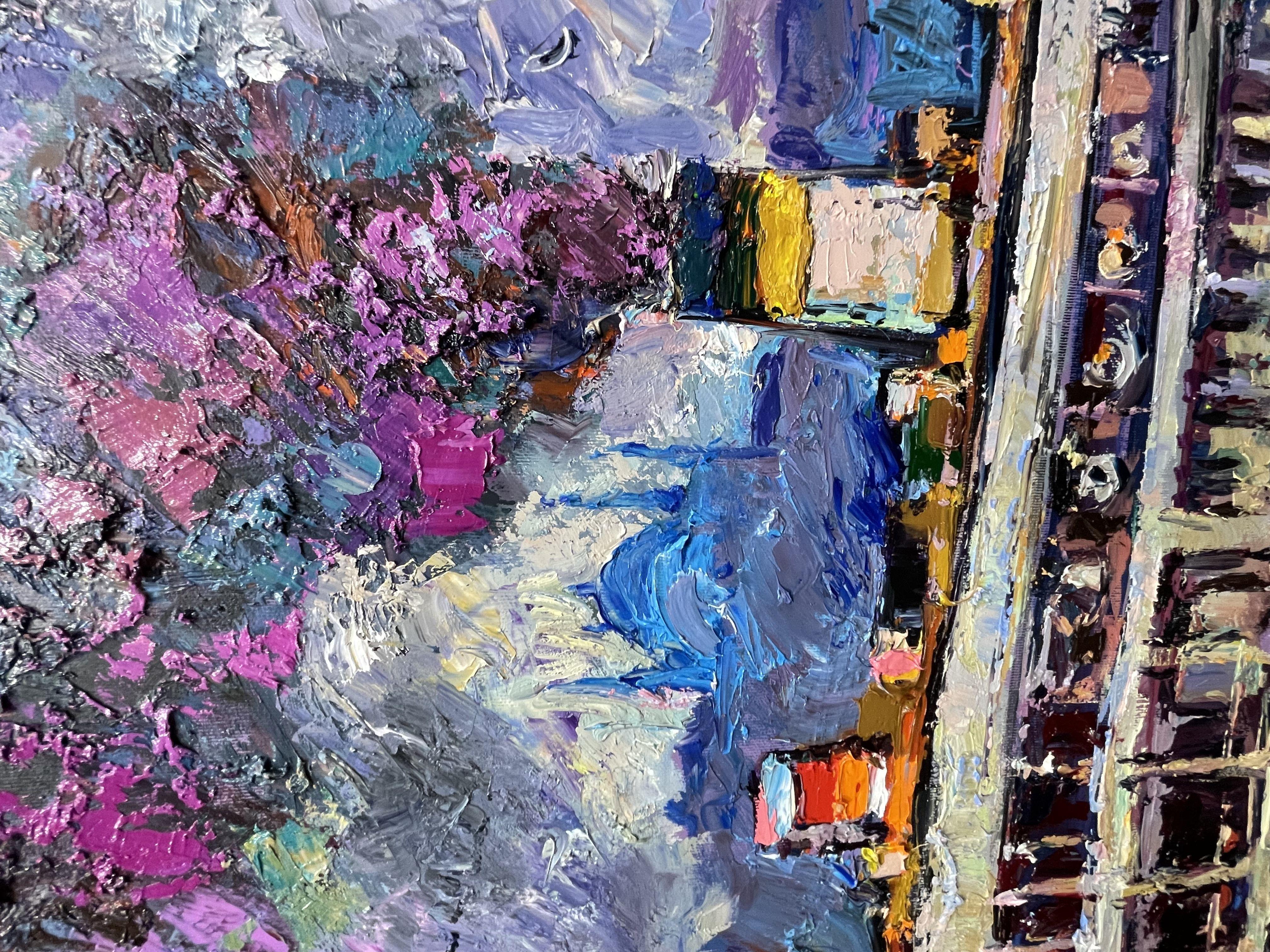 This work of art (Galata bridge) is a one-of-a-kind bright colorful canvas. I make really bright colors. I painted in the free style of the Impasto Impressionists.    Painted with high quality oil paints on artistic stretched canvas, this painting