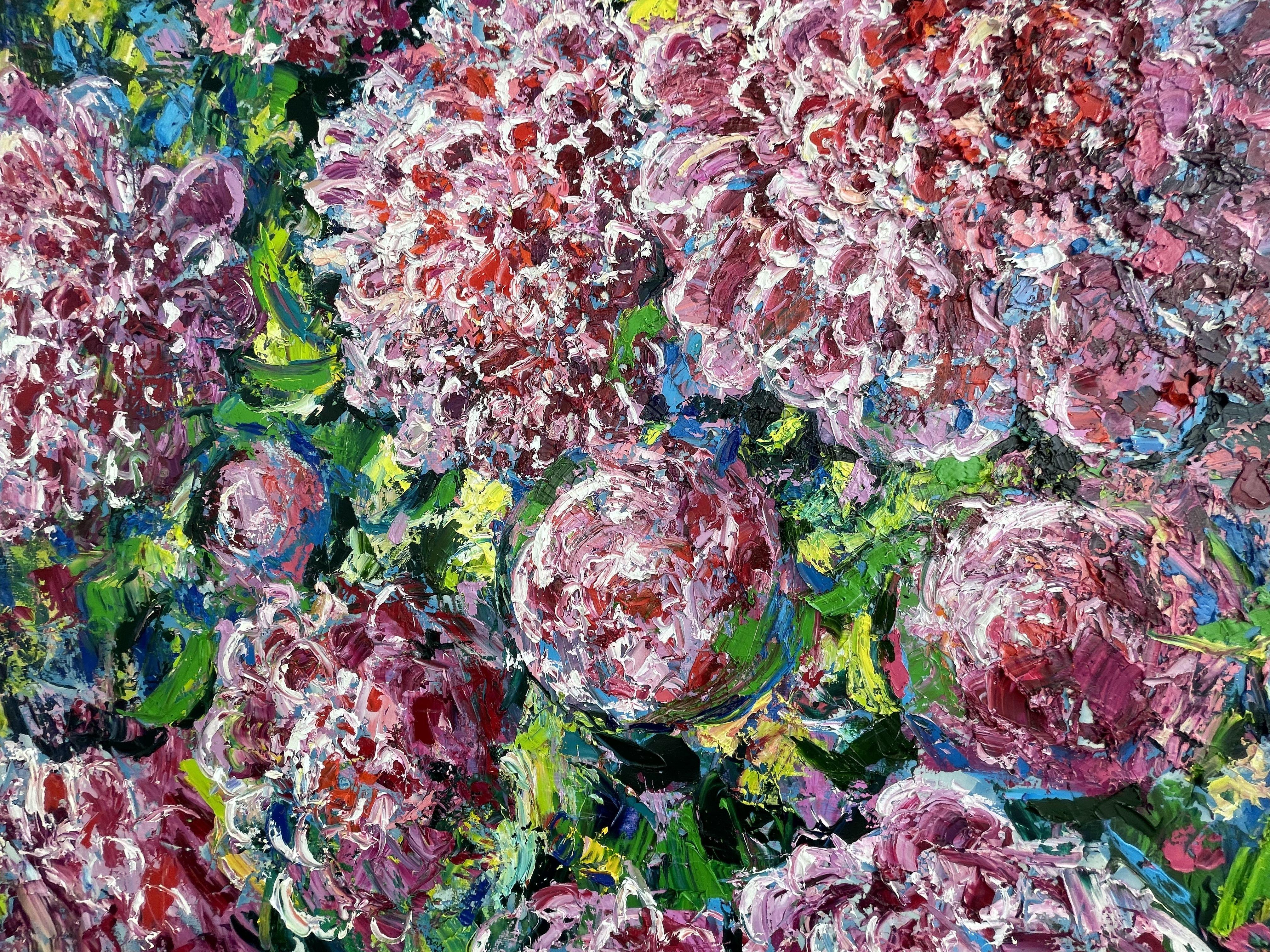 Peonies in the mother's garden, Painting, Oil on Canvas For Sale 3