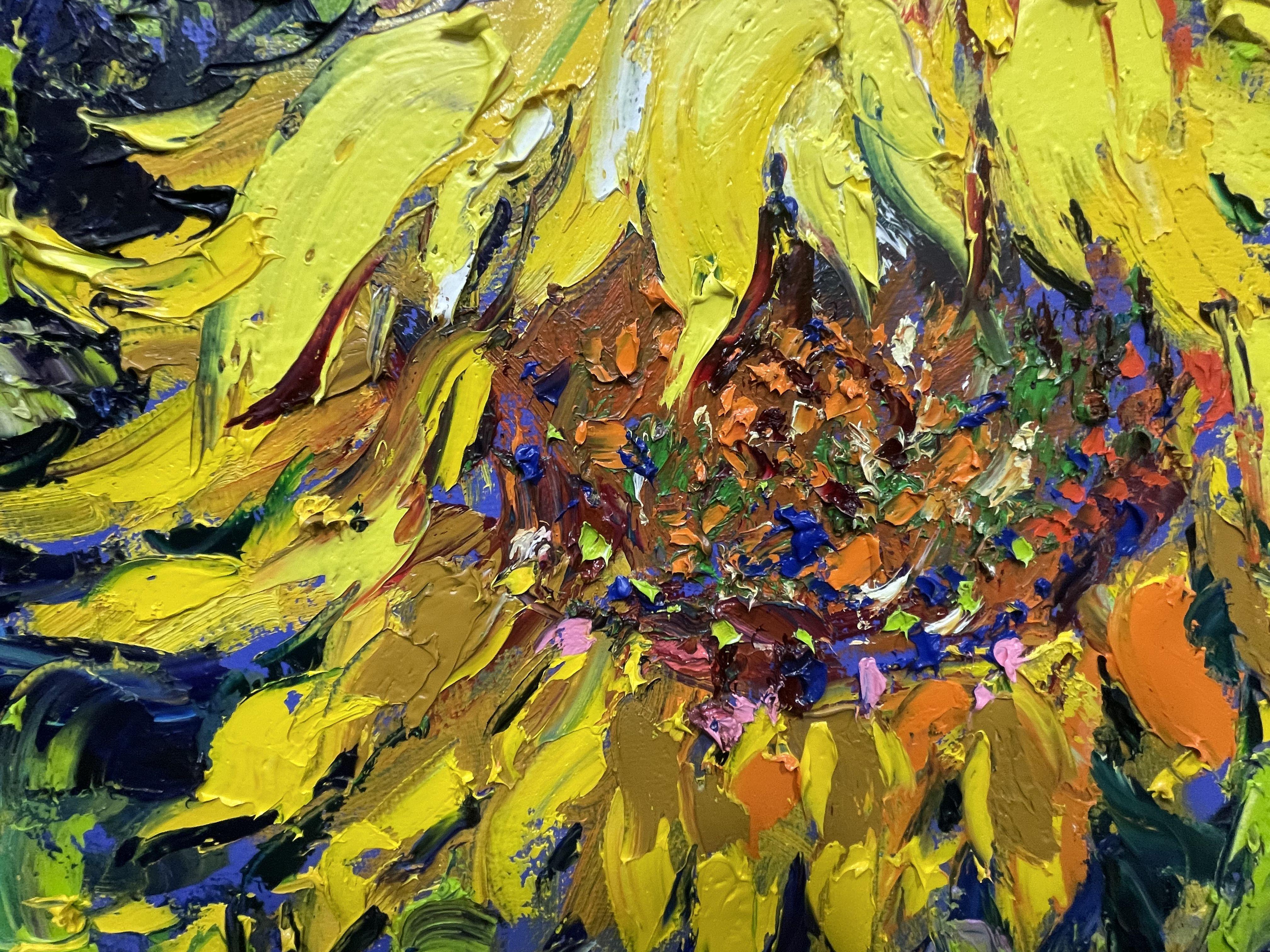 Sunflowers bloom, Painting, Oil on Canvas 1
