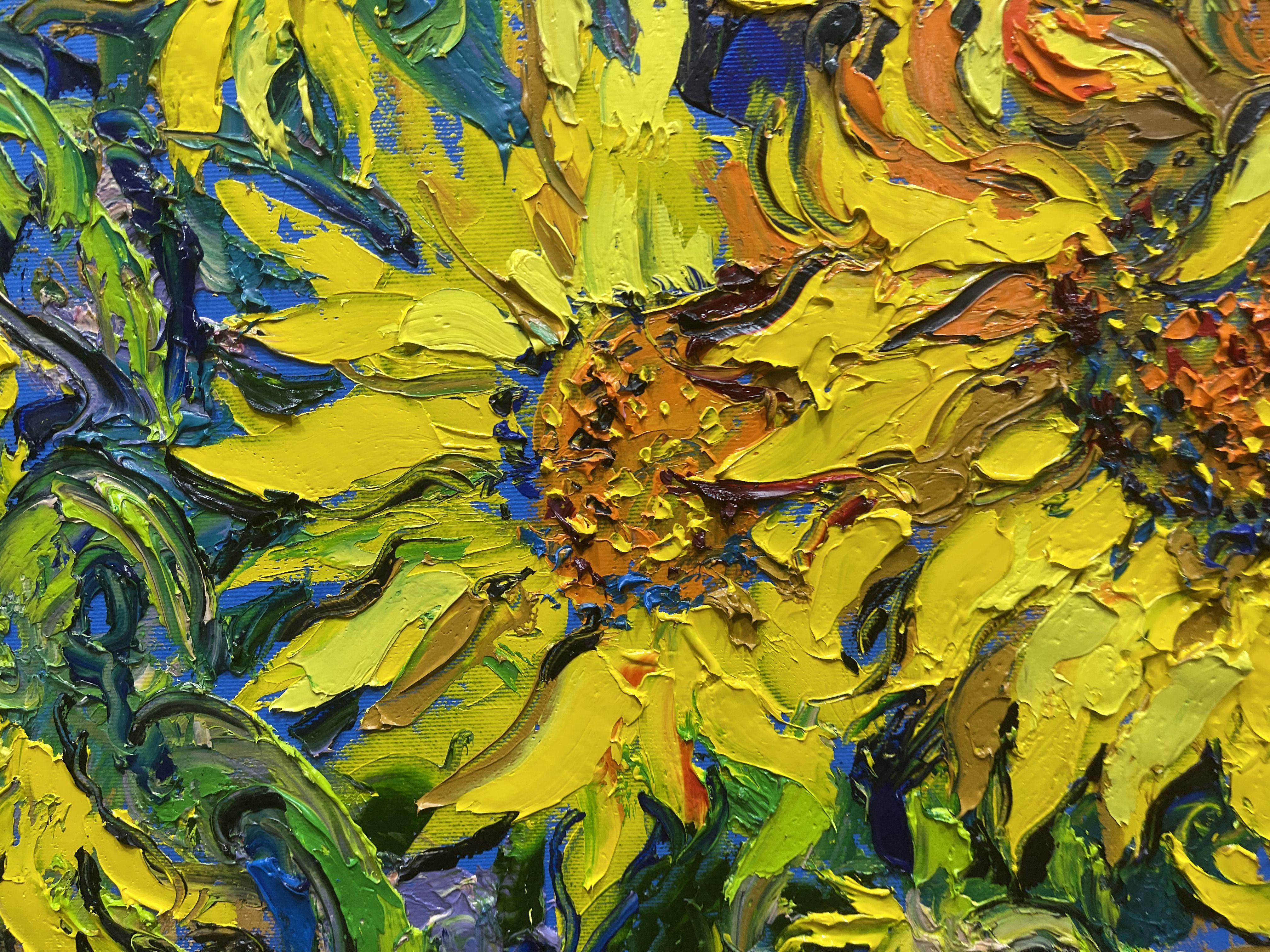 Sunflowers in my mother's garden, Painting, Oil on Canvas 1