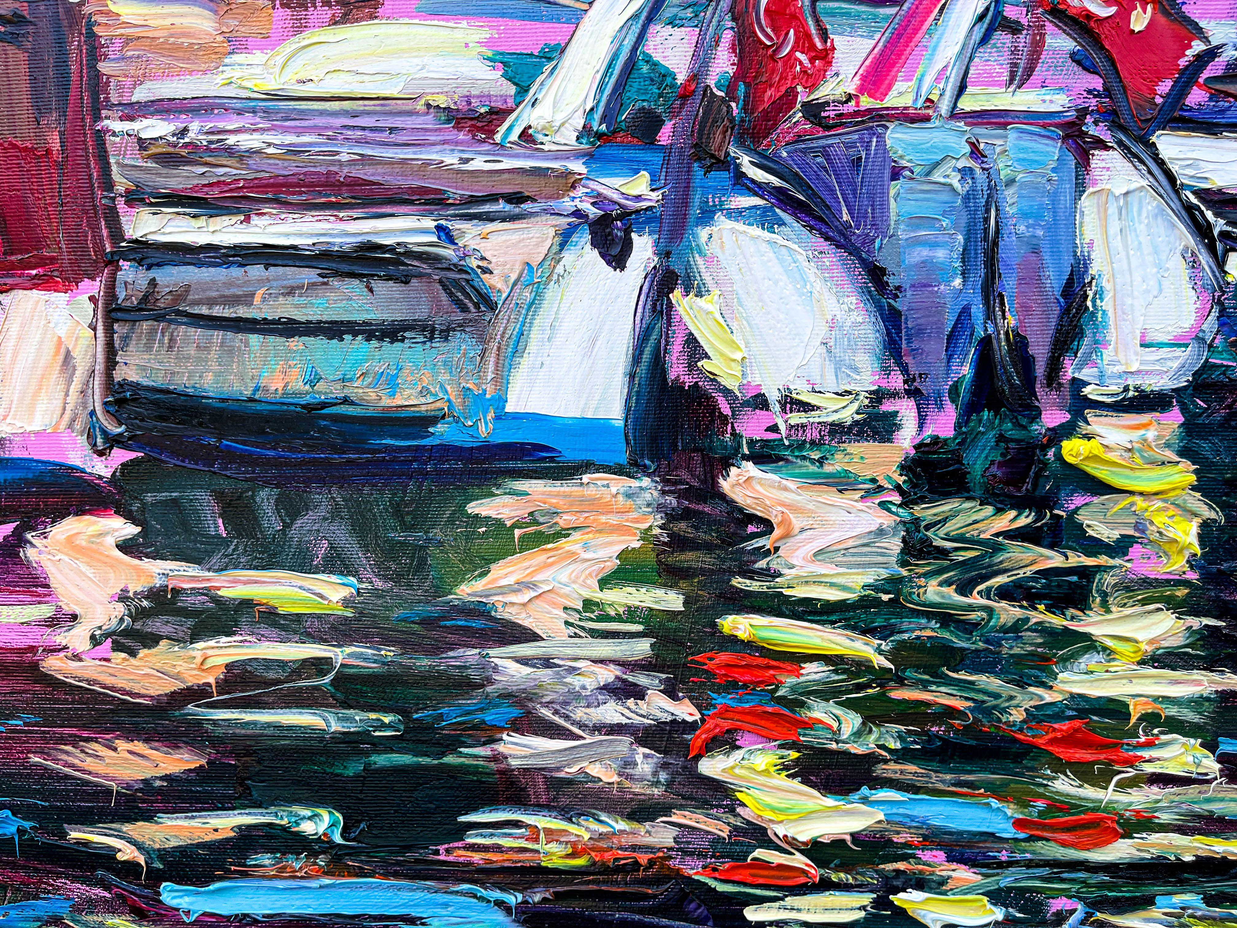The Marina of the Marmaris, Painting, Oil on Canvas For Sale 1