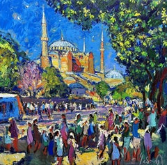 View of Ayia Sophia, Painting, Oil on Canvas