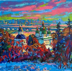 Winter evening, Painting, Oil on Canvas
