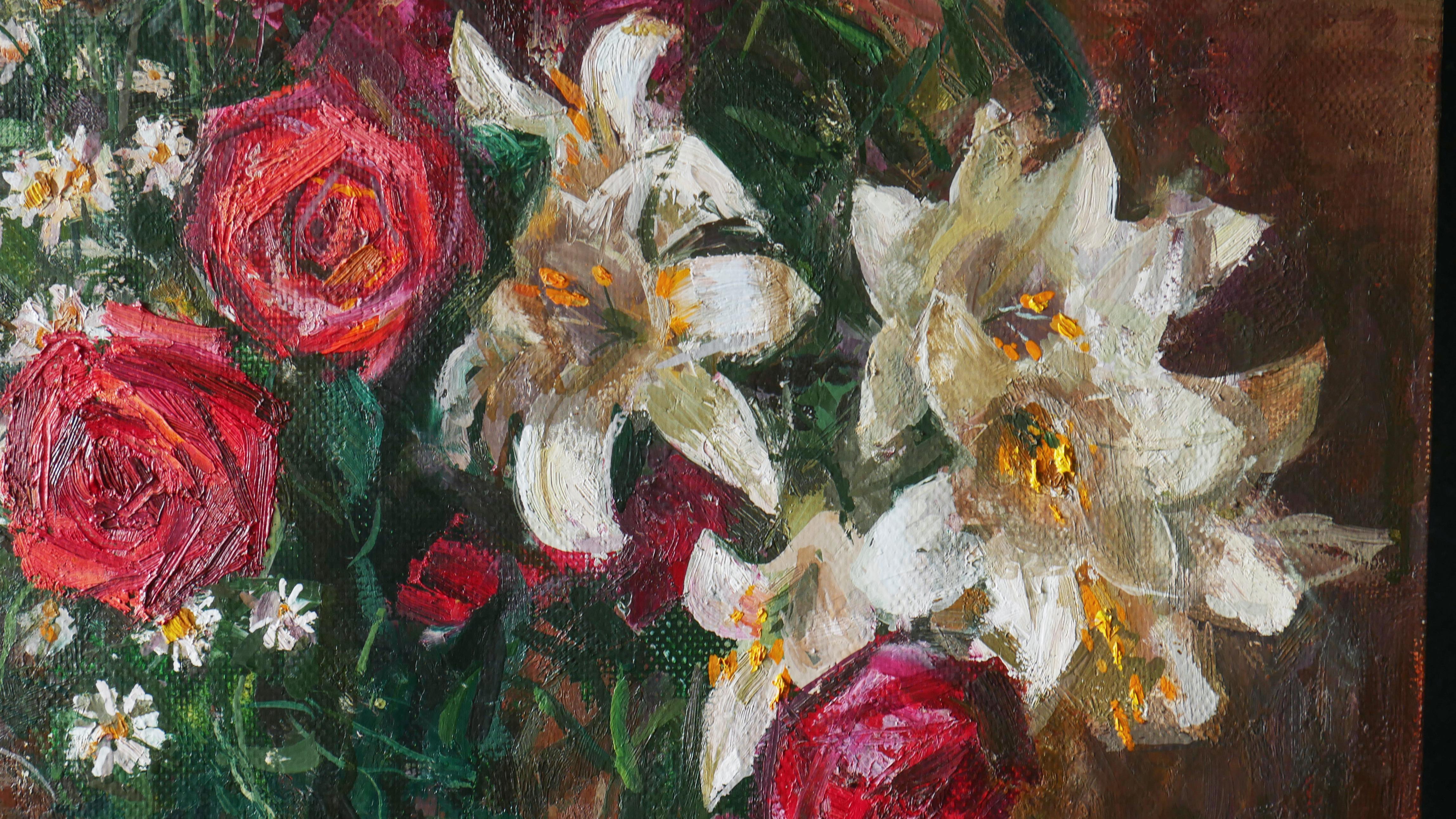 Bouquet Of Roses, Lilies, Daisies For Sale 1