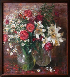 Bouquet Of Roses, Lilies, Daisies
