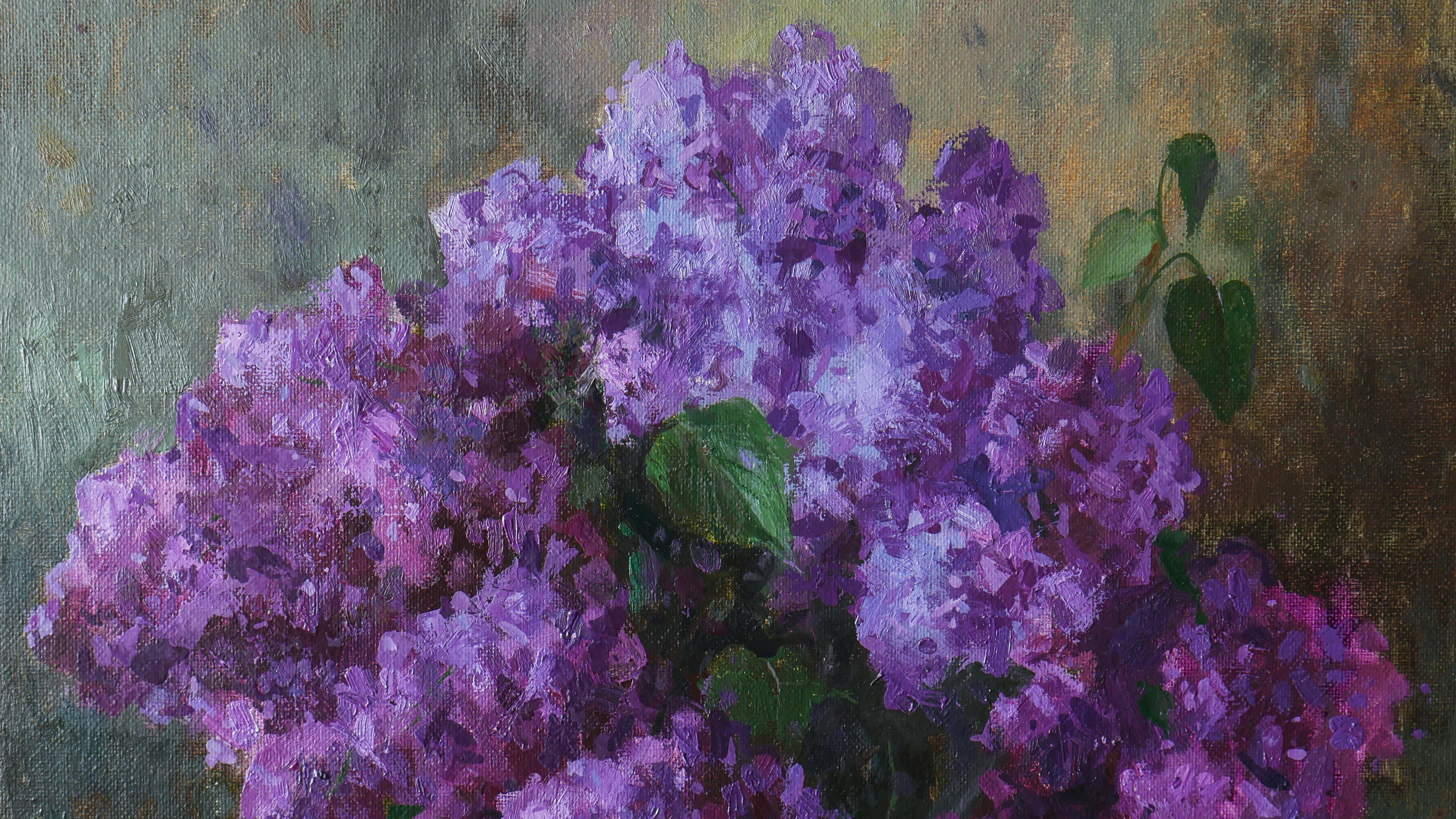 Ramos de lilas - Landscape Painting Negro de Andrey Dmitriev