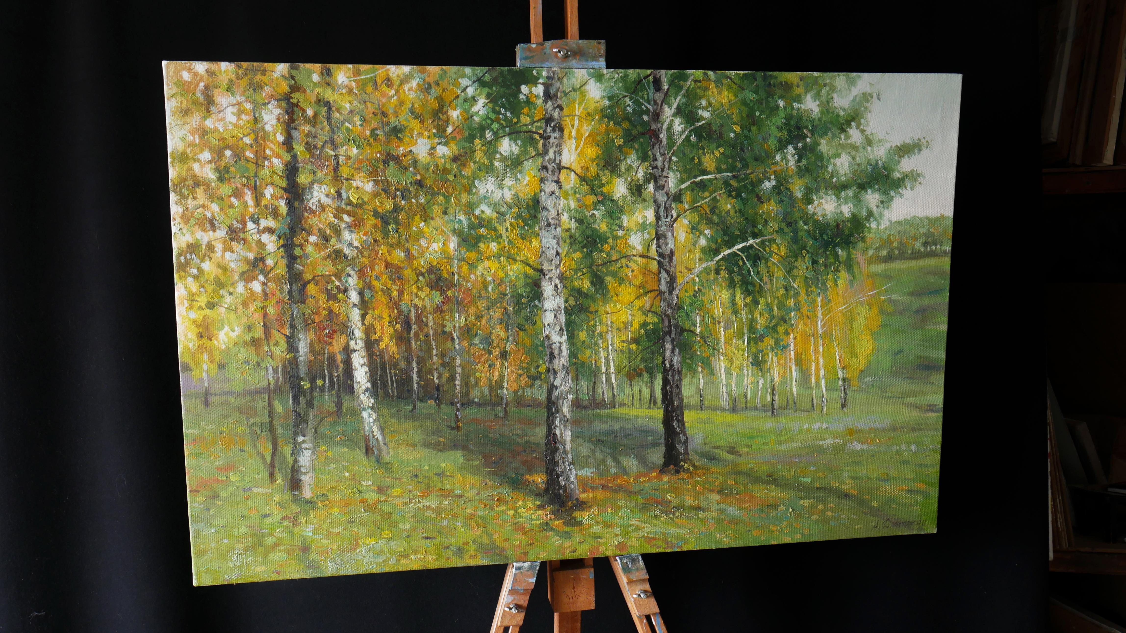 Gold Birches - Painting by Andrey Dmitriev