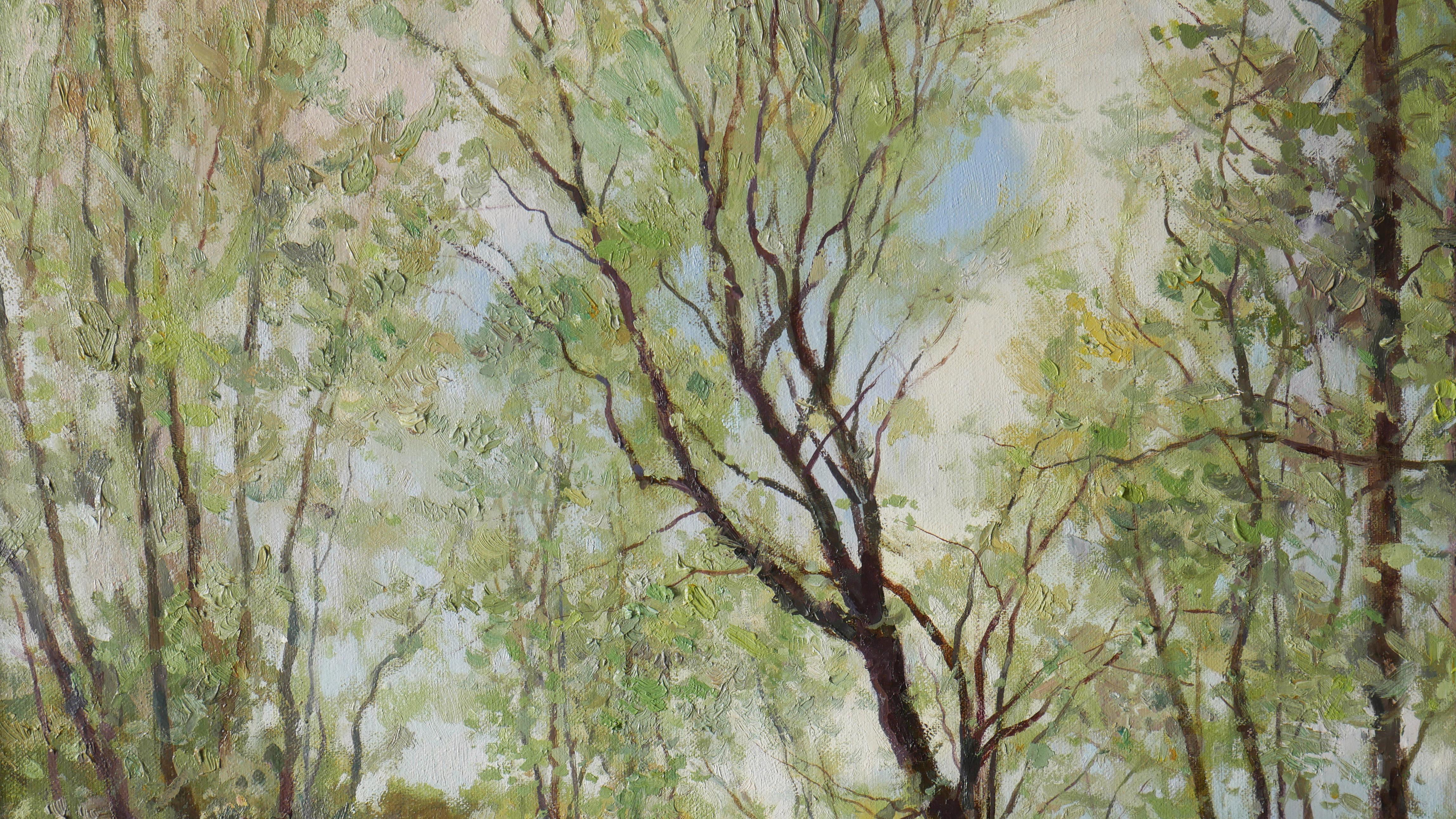 The river sparkles under the gentle Sun, water is weaving through fresh green banks. New leaves whisper on the trees, while birds dart between branches, filling the air with songs. Spring breathes life into every corner.

The artwork is author's and