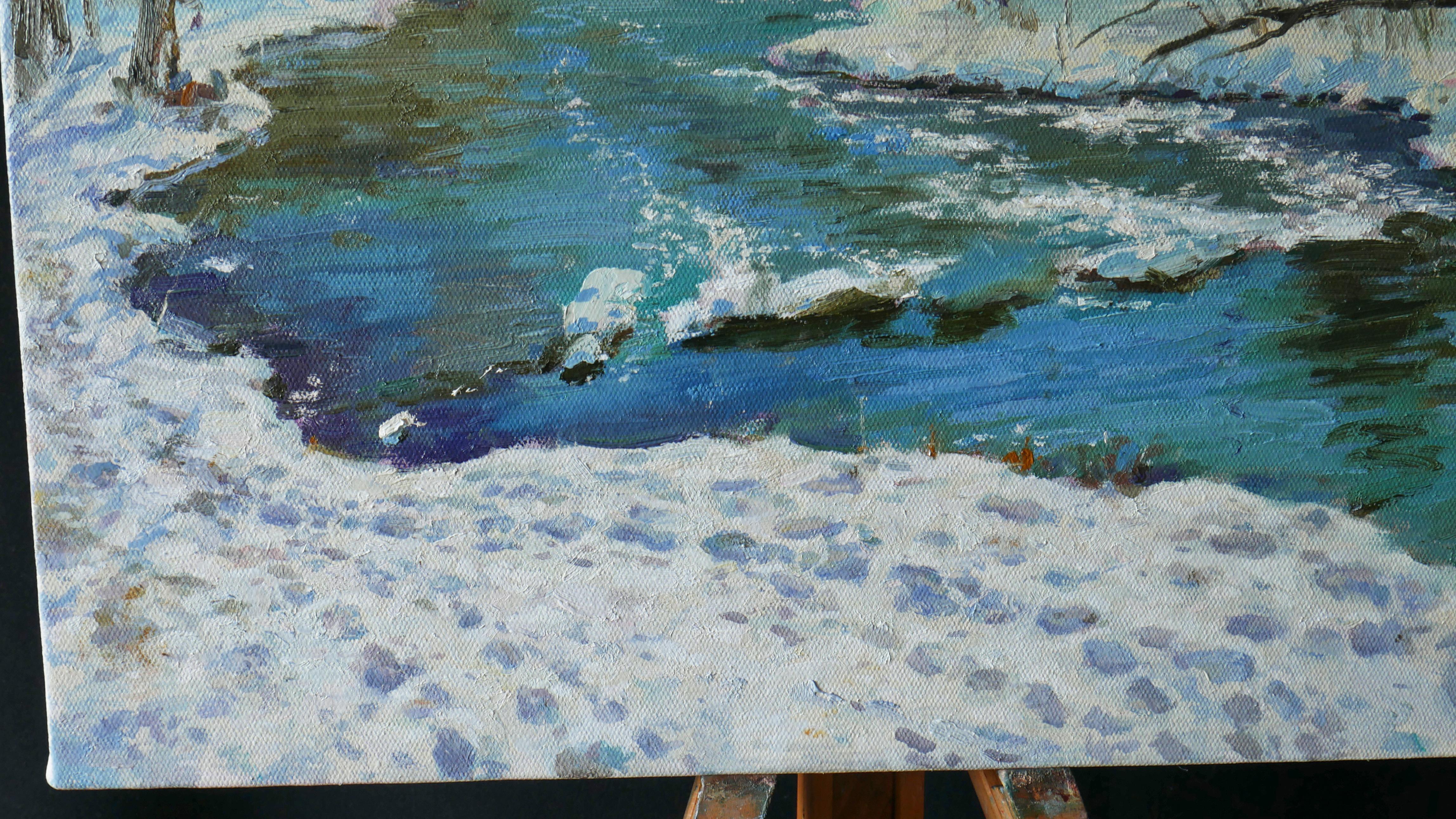 Sunlight Of March - Blue Landscape Painting by Andrey Dmitriev