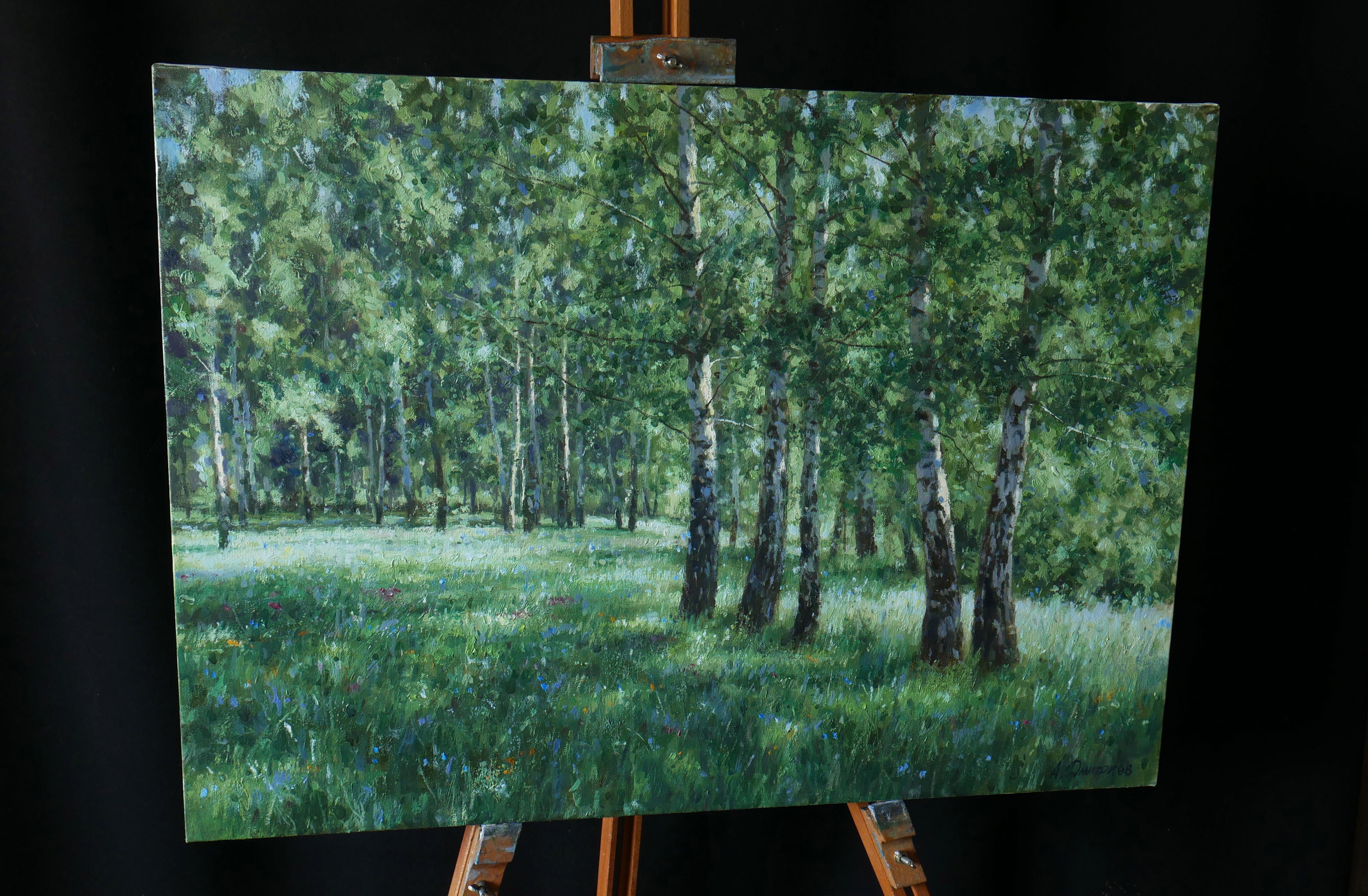 The Sunny Birch Forest – Painting von Andrey Dmitriev