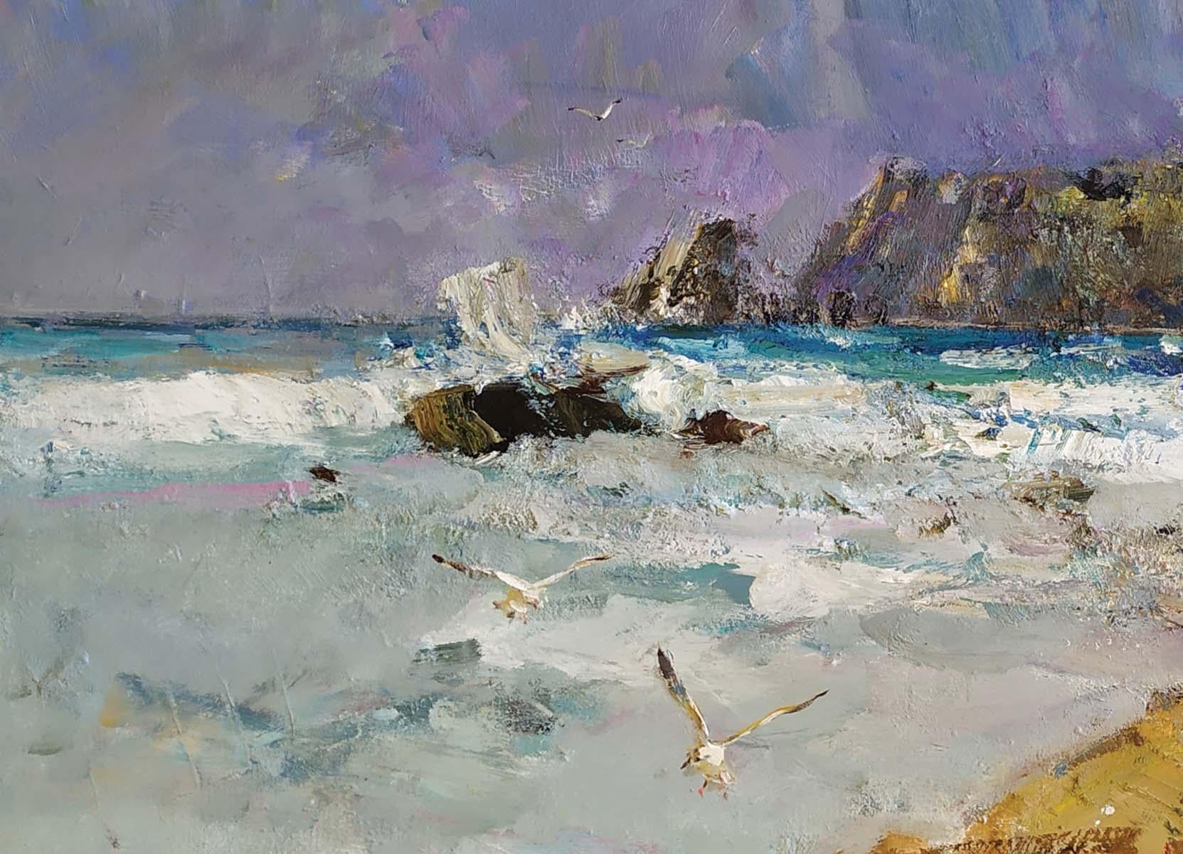 Rocky Shore - Abstract Impressionist Painting by Andrey Inozemtsev