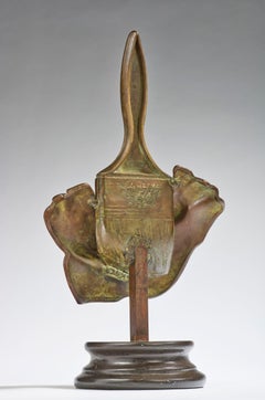 Andrey Lekarski, Draped Bronze Bust with Paintbrush, Marble Base, 1992